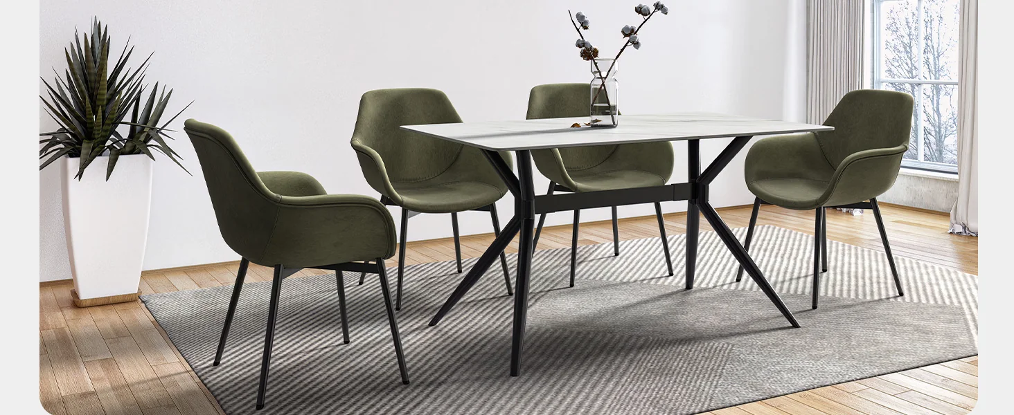 Elega Series Black Stainless Steel Dining Table 55 With White Sintered Stone Top