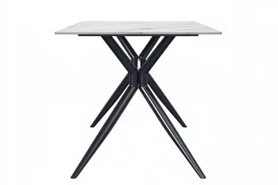 Elega Series Black Stainless Steel Dining Table 55 With White Sintered Stone Top