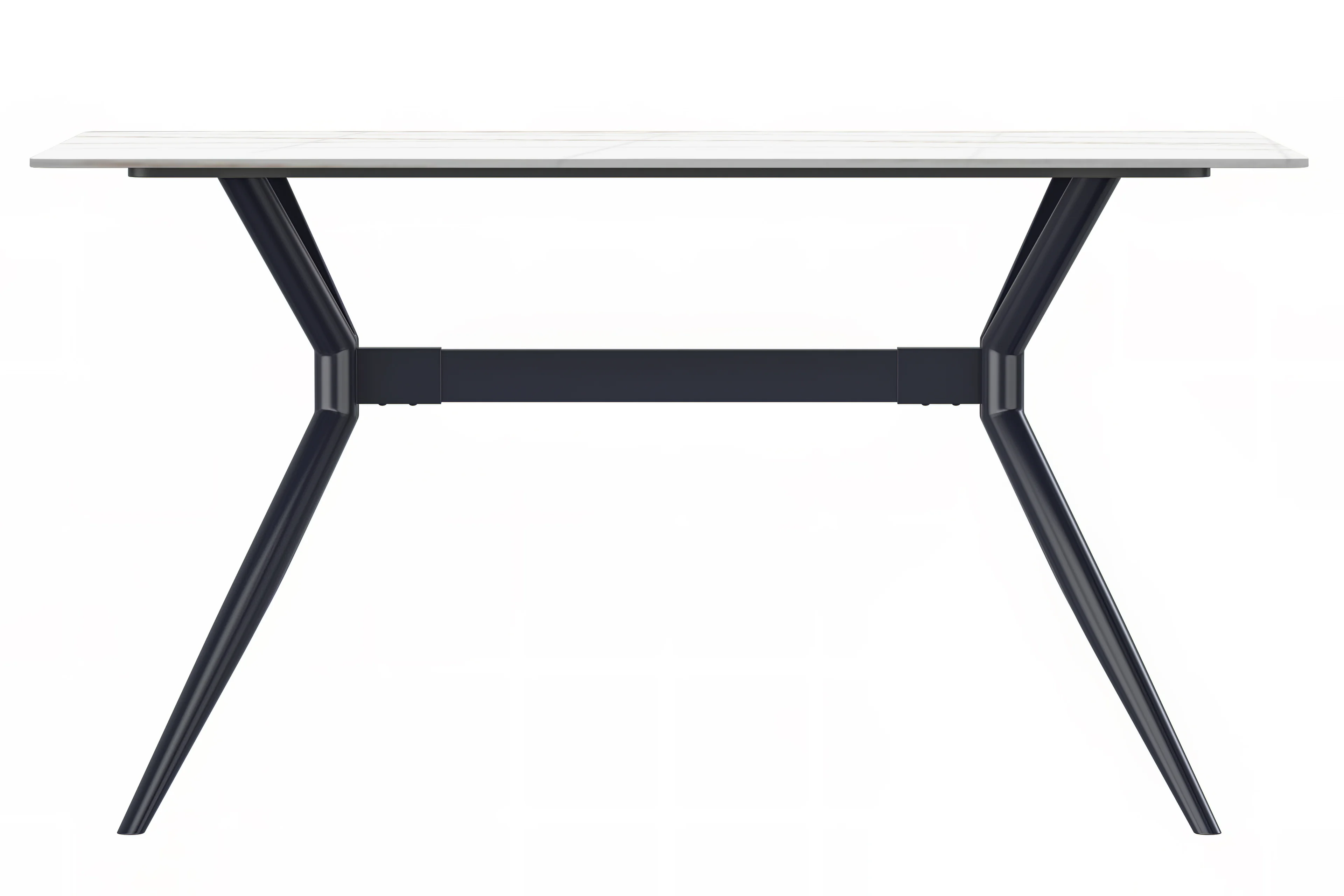 Elega Series Black Stainless Steel Dining Table 55 With White/Gold Sintered Stone Top