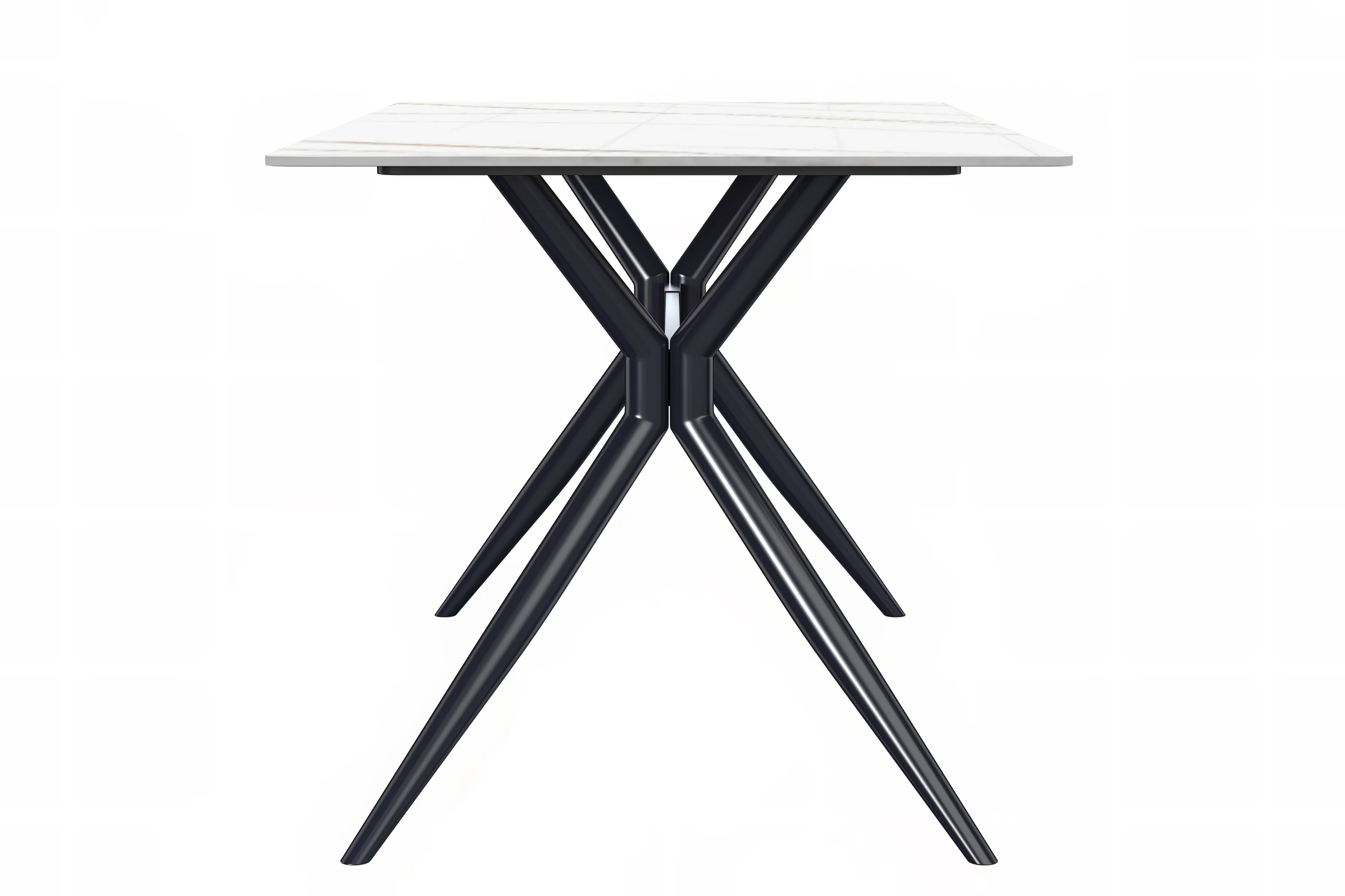 Elega Series Black Stainless Steel Dining Table 55 With White/Gold Sintered Stone Top