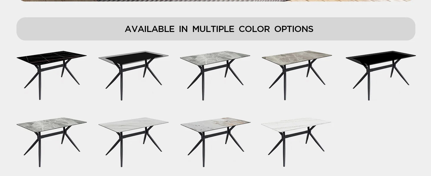 Elega Series Black Carbon Steel Dining Table 62 With Black Glass Top