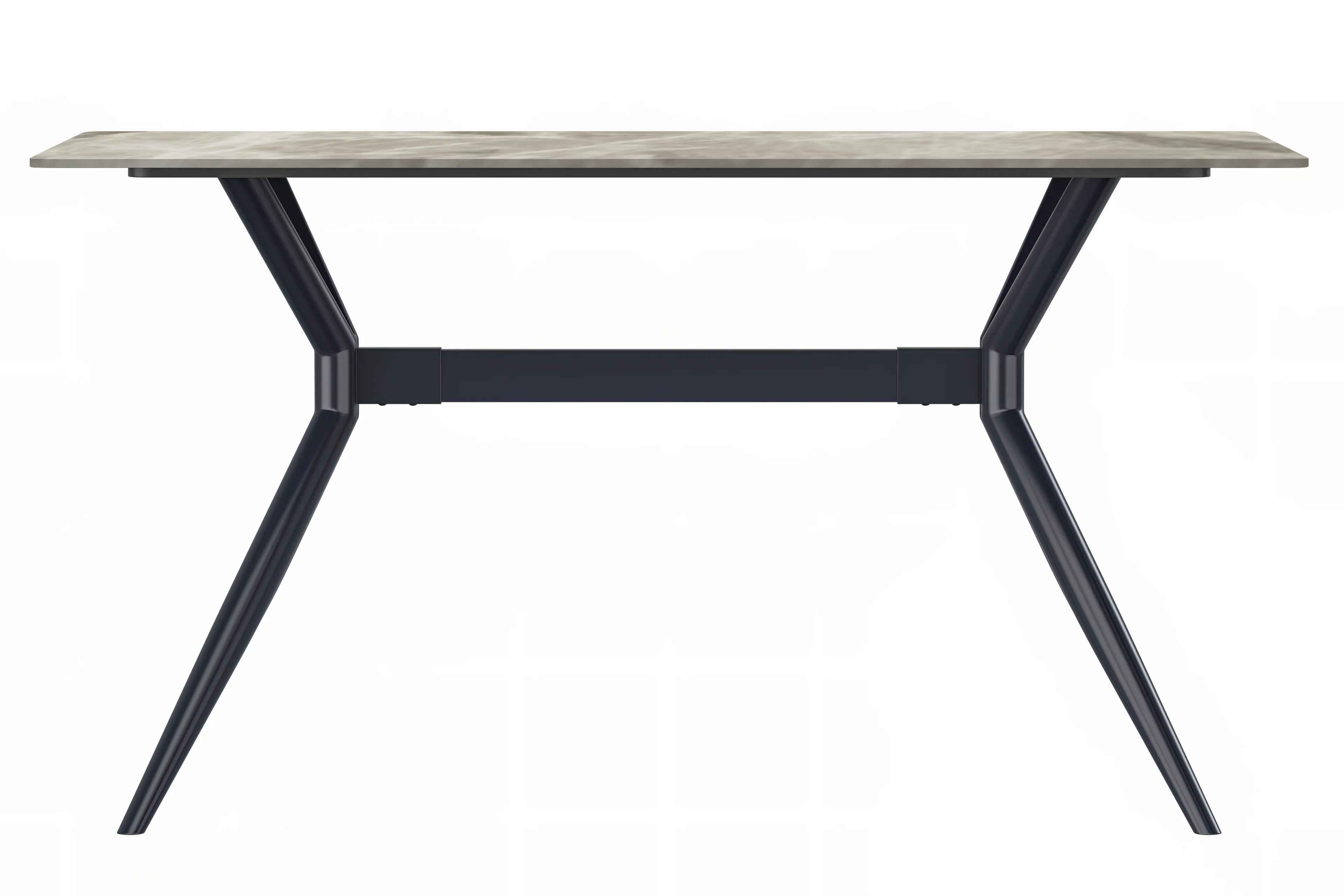 Elega Series Black Carbon Steel Dining Table 71 With Deep Grey Sintered Stone Top