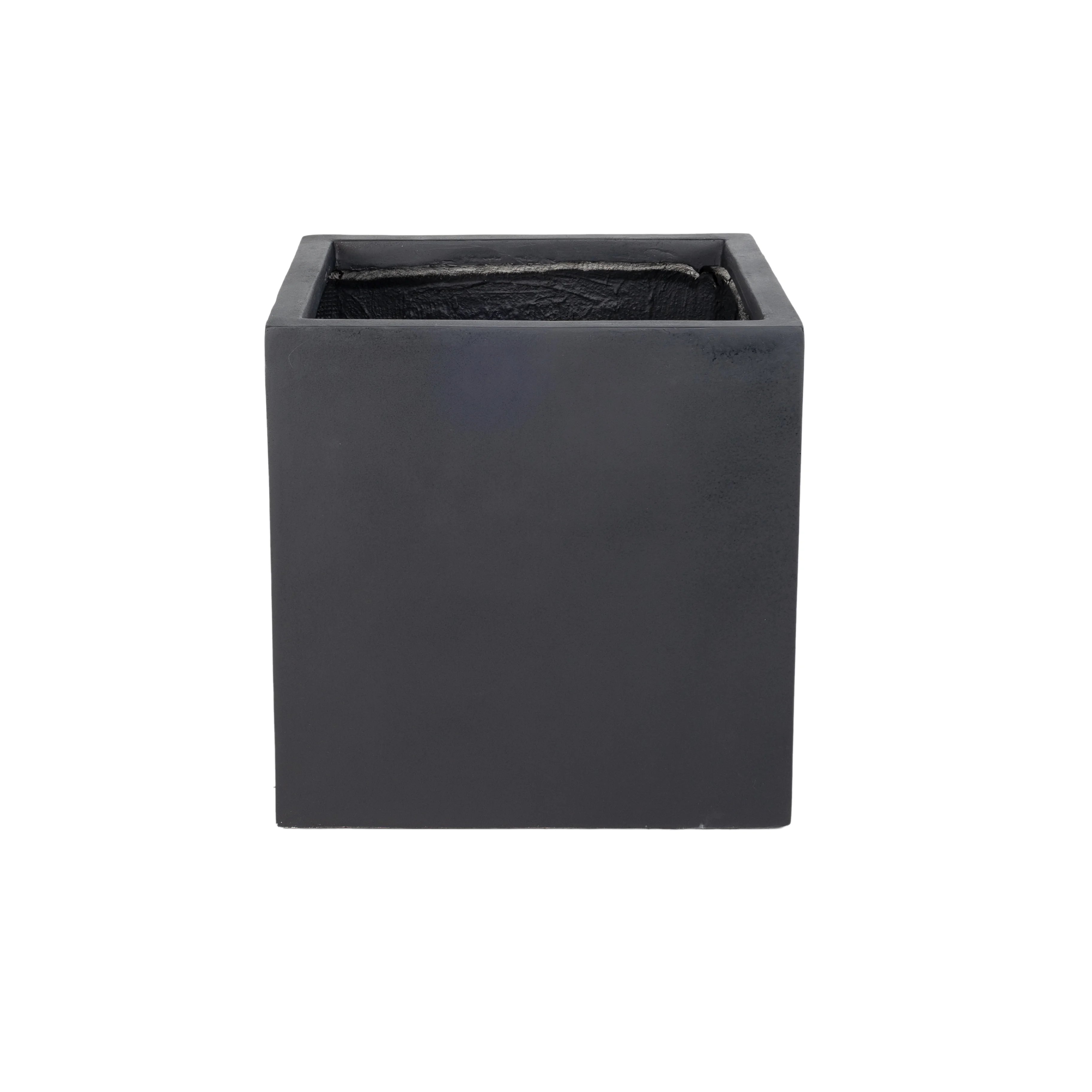 Fern Series Poly Stone Planter 12" Cube in Black
