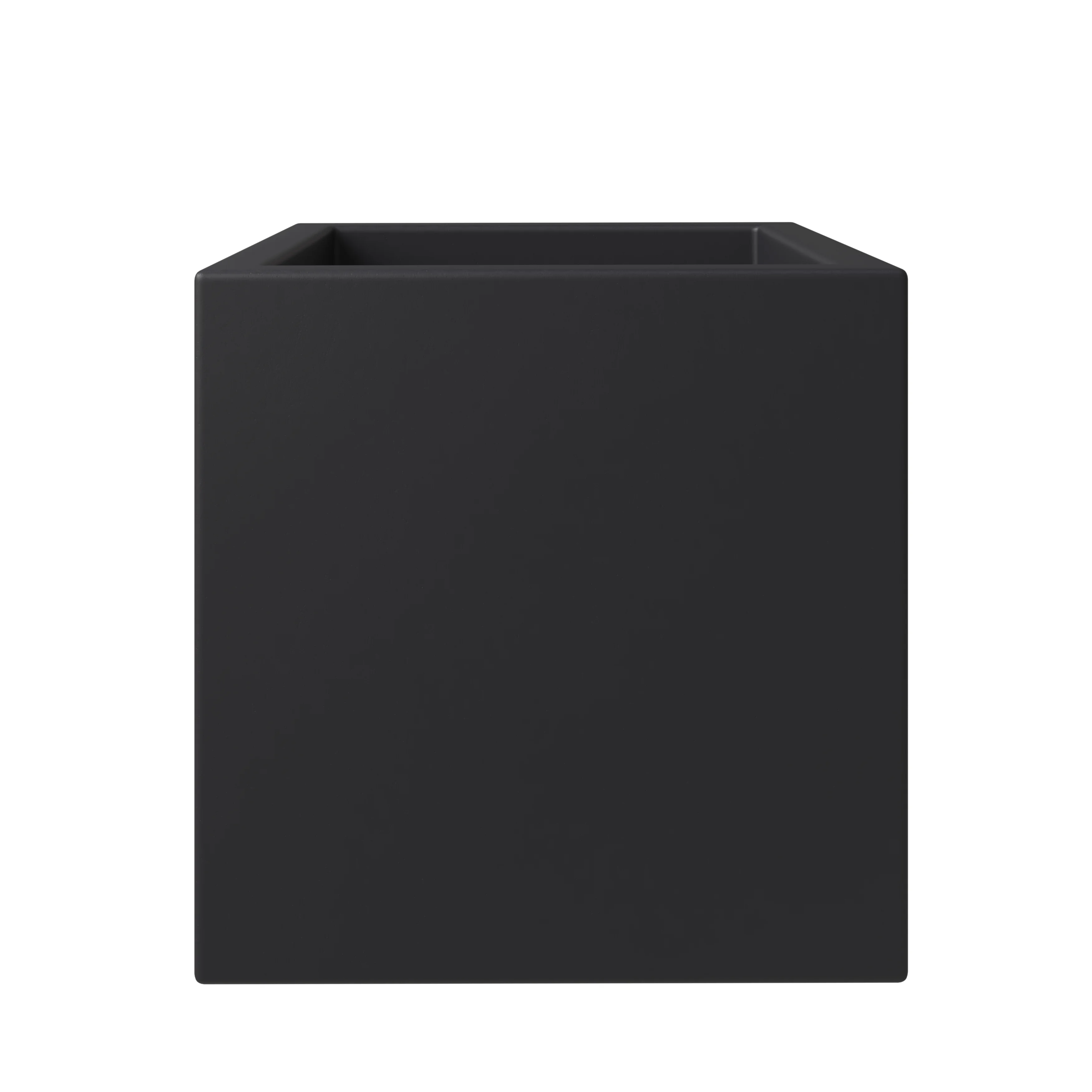 Fern Series Poly Stone Planter 12" Cube in Black