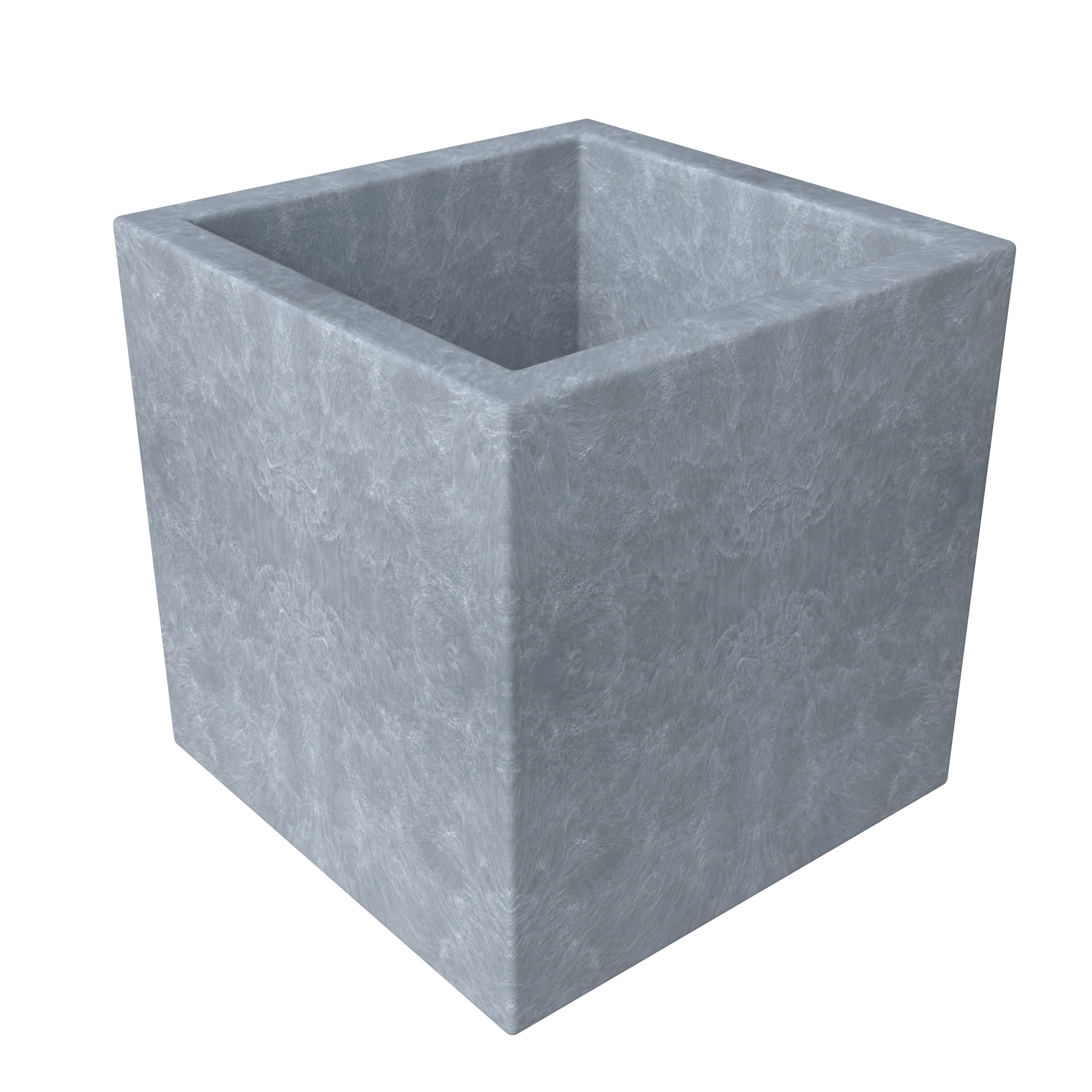 Fern Series Poly Stone Planter 12" Cube in Grey