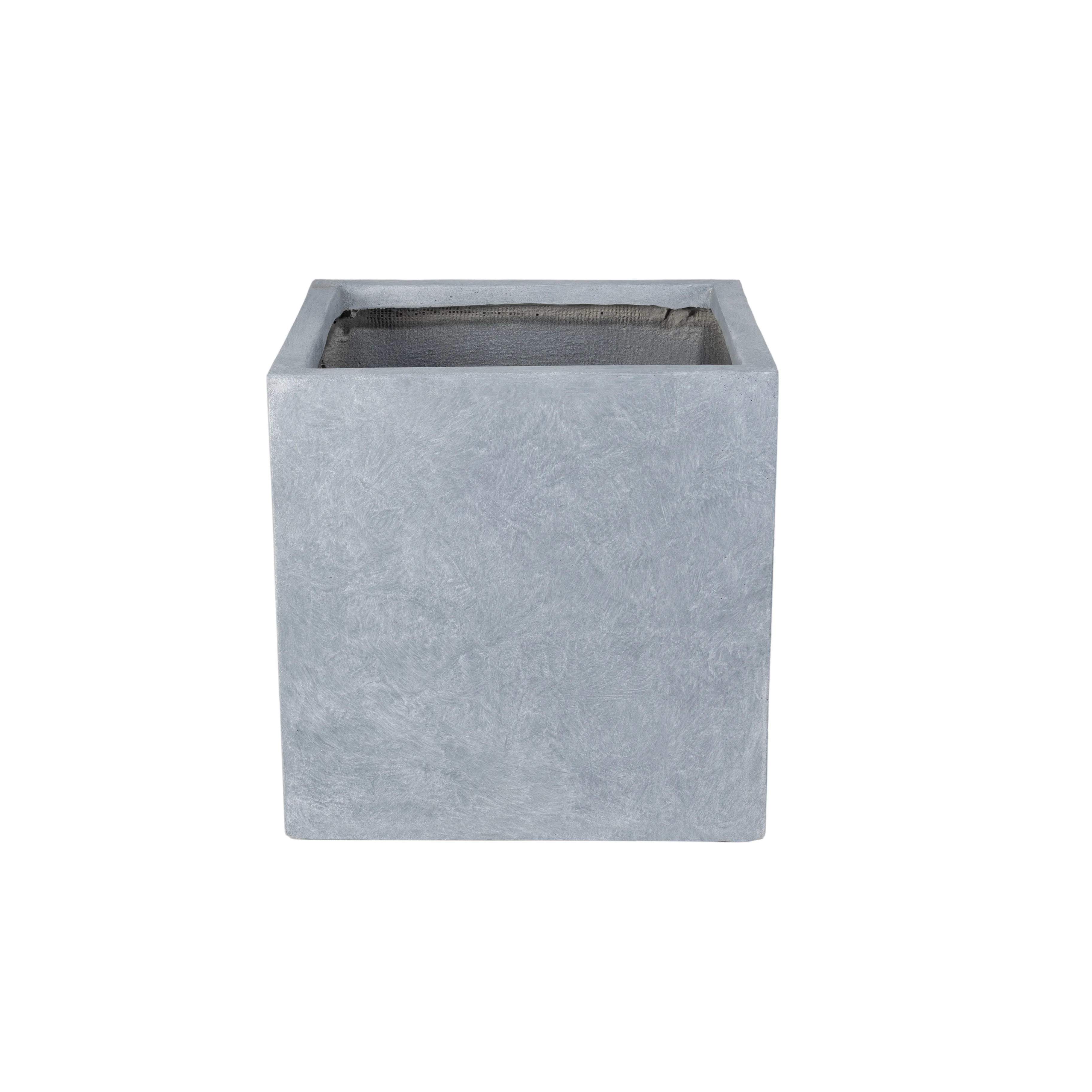 Fern Series Poly Stone Planter 12" Cube in Grey
