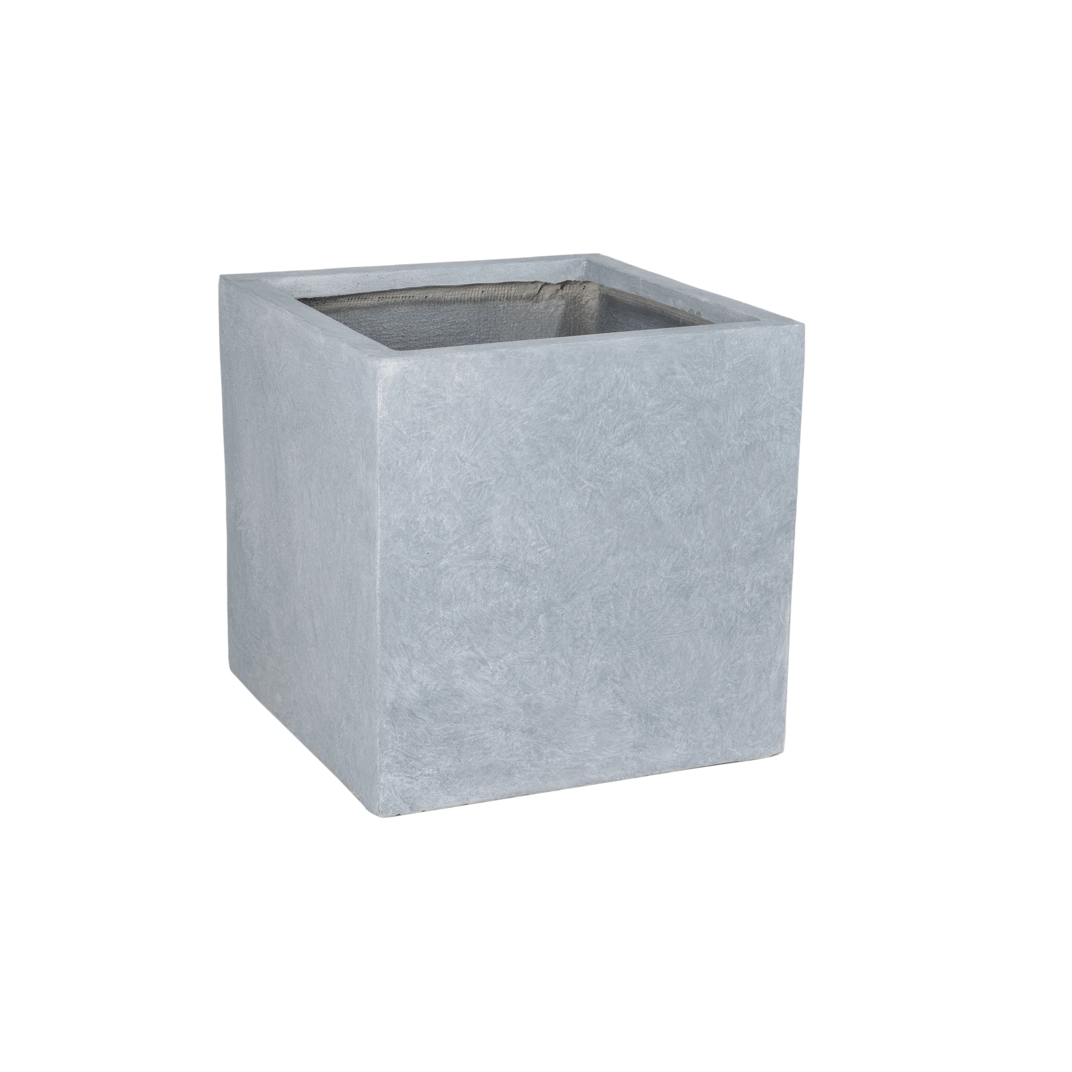 Fern Series Poly Stone Planter 12" Cube in Grey