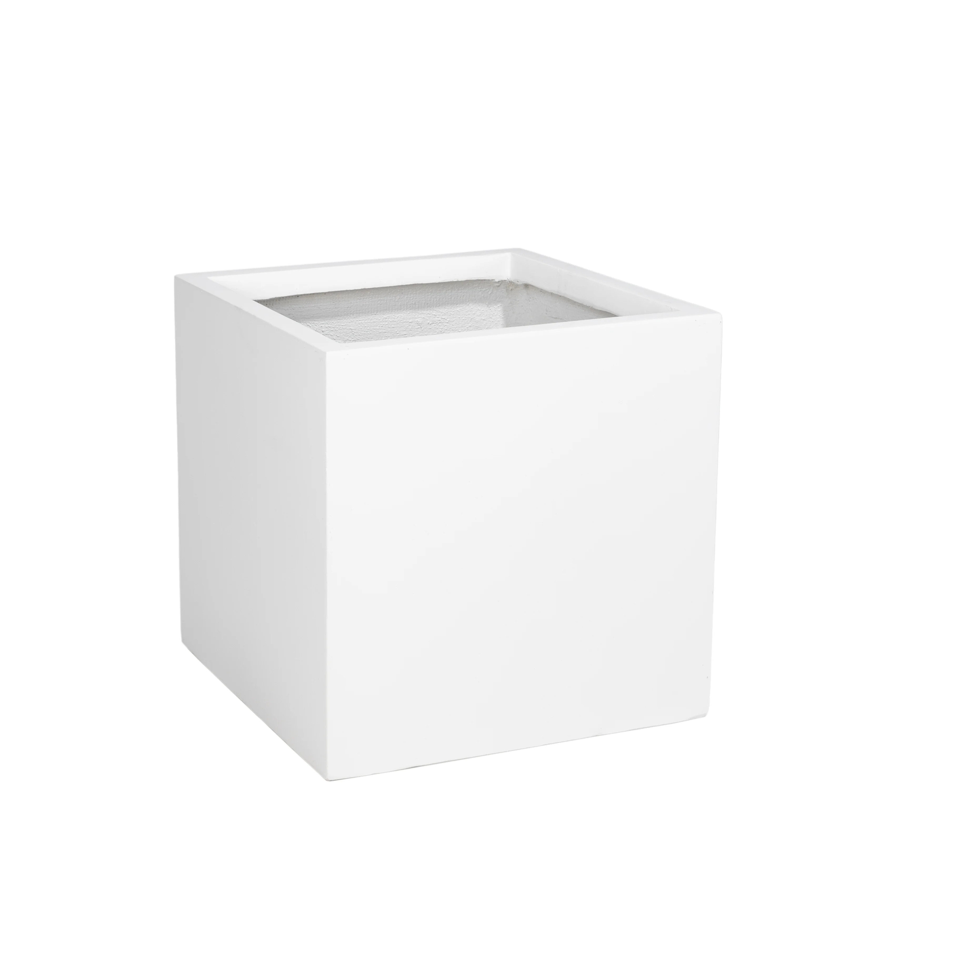 Fern Series Poly Stone Planter 12" Cube in White