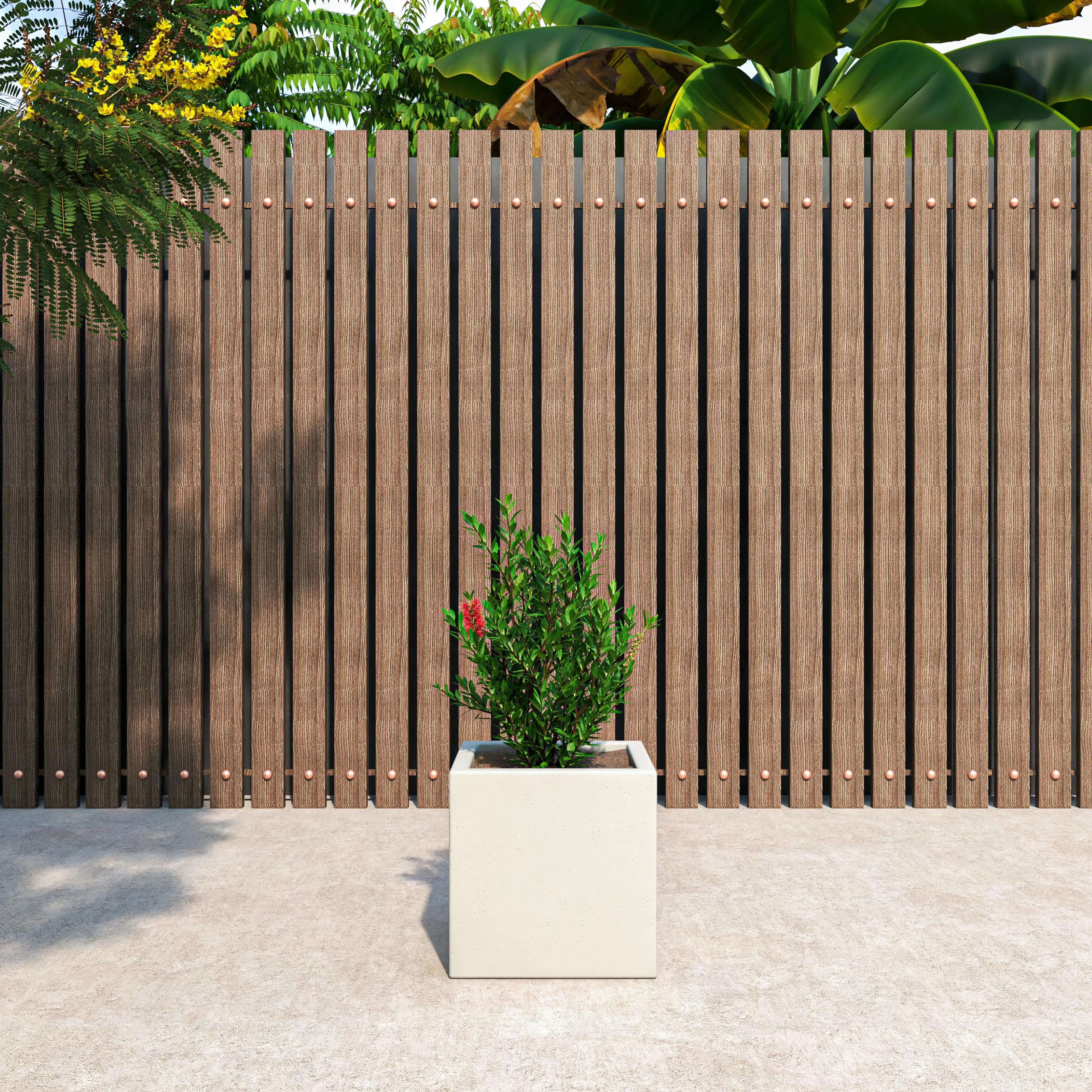 Fern Series Poly Stone Planter 12" Cube in White