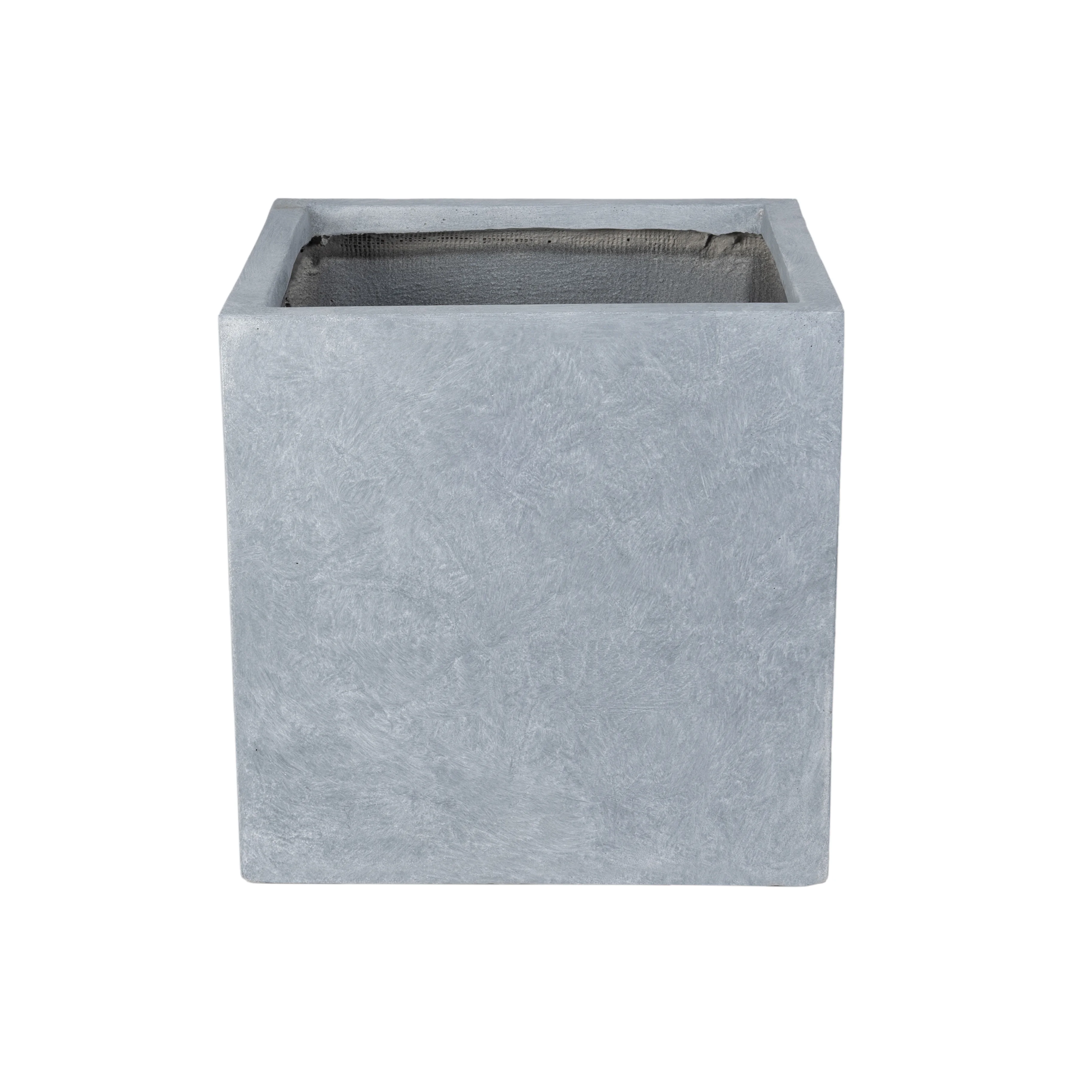 Fern Series Poly Stone Planter 15" Cube in Grey