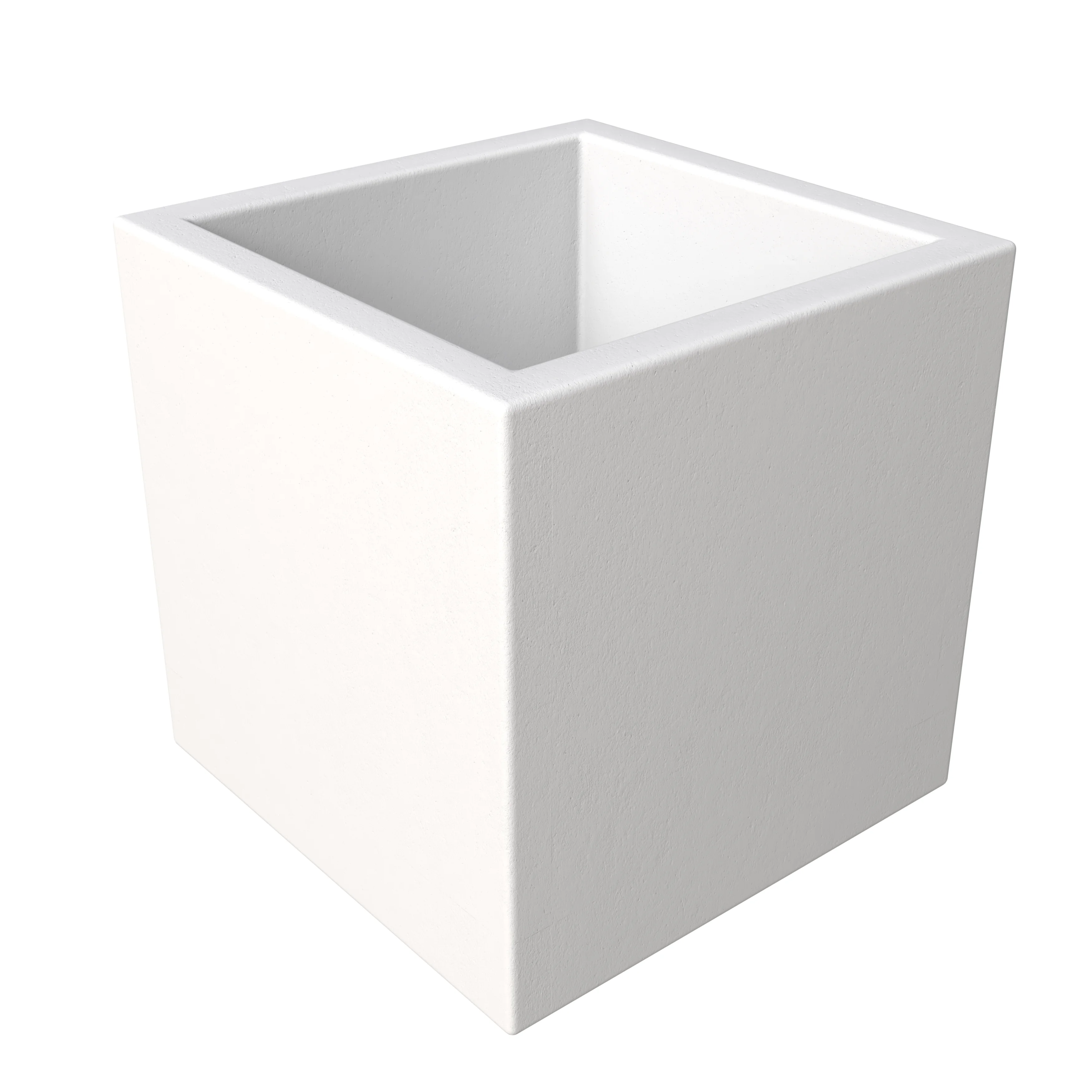 Fern Series Poly Stone Planter 15" Cube in White