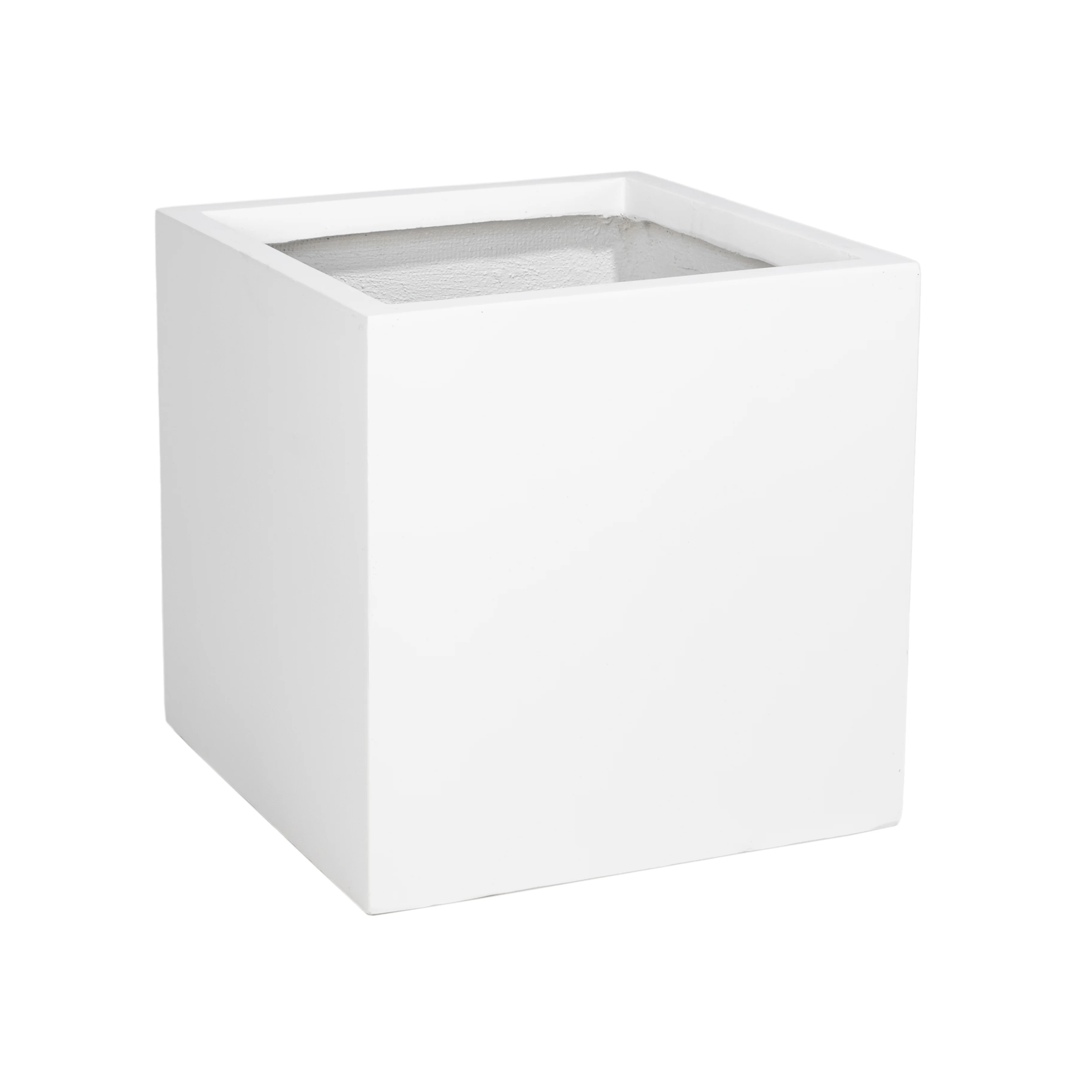 Fern Series Poly Stone Planter 15" Cube in White