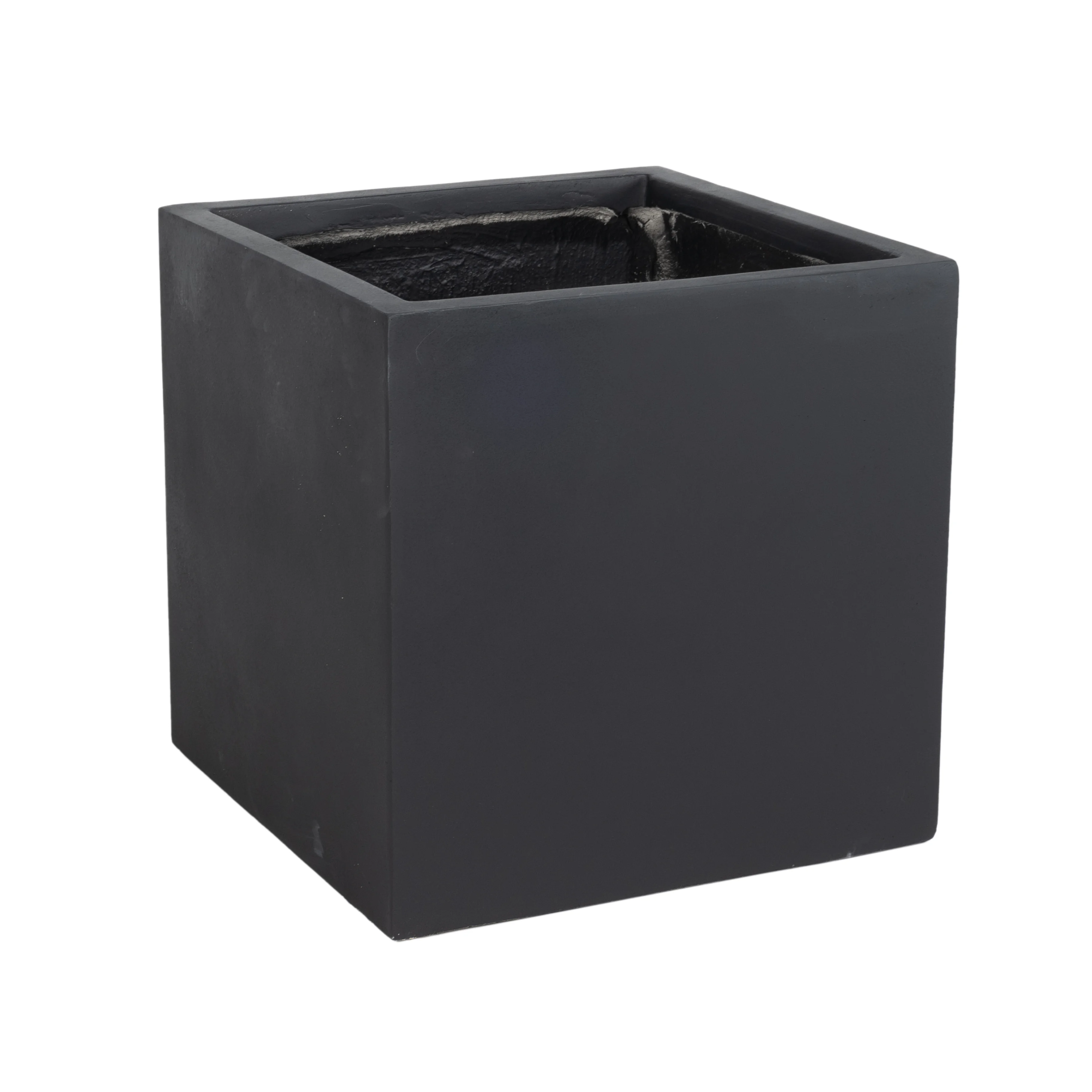 Fern Series Poly Stone Planter 19.7" Cube in Black
