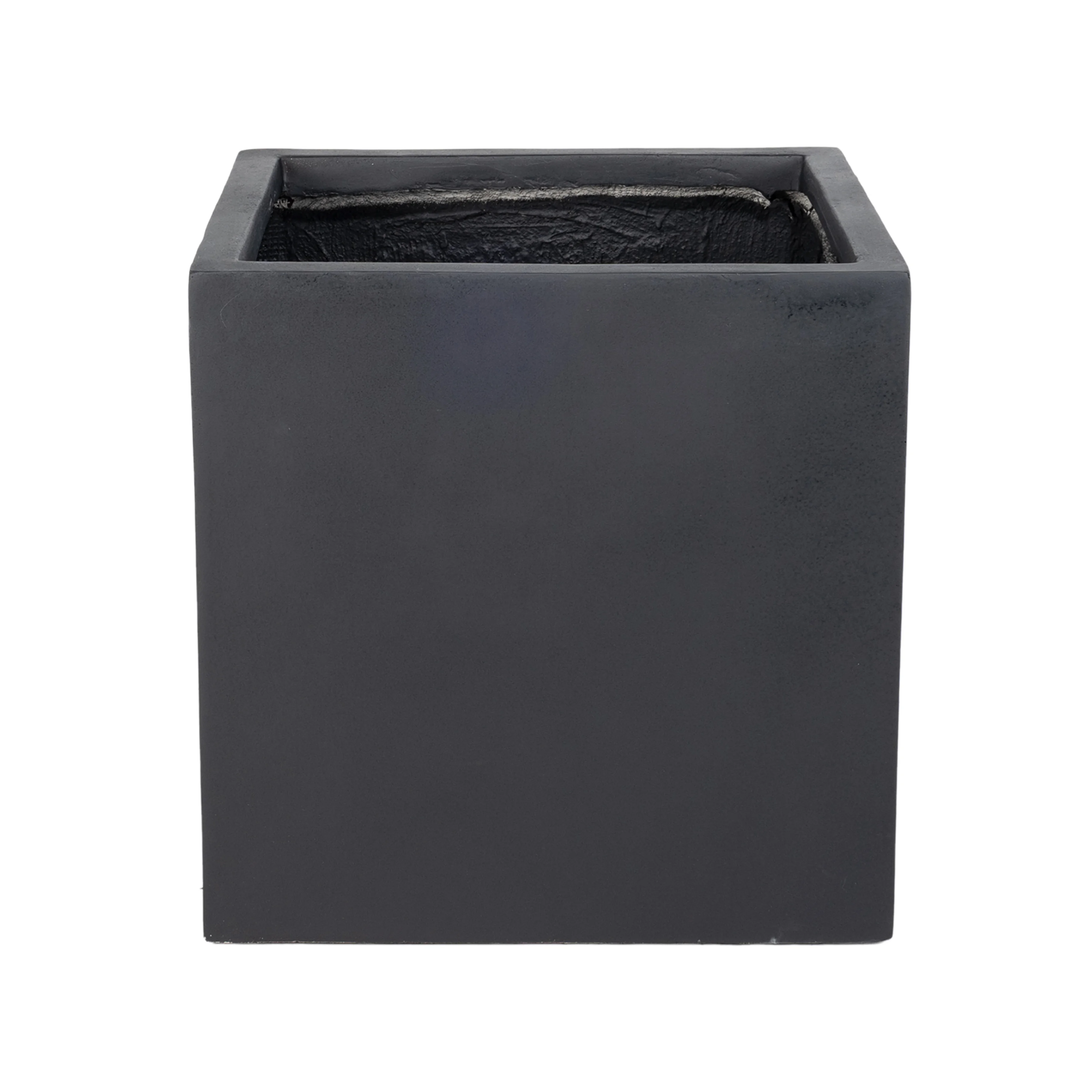 Fern Series Poly Stone Planter 19.7" Cube in Black