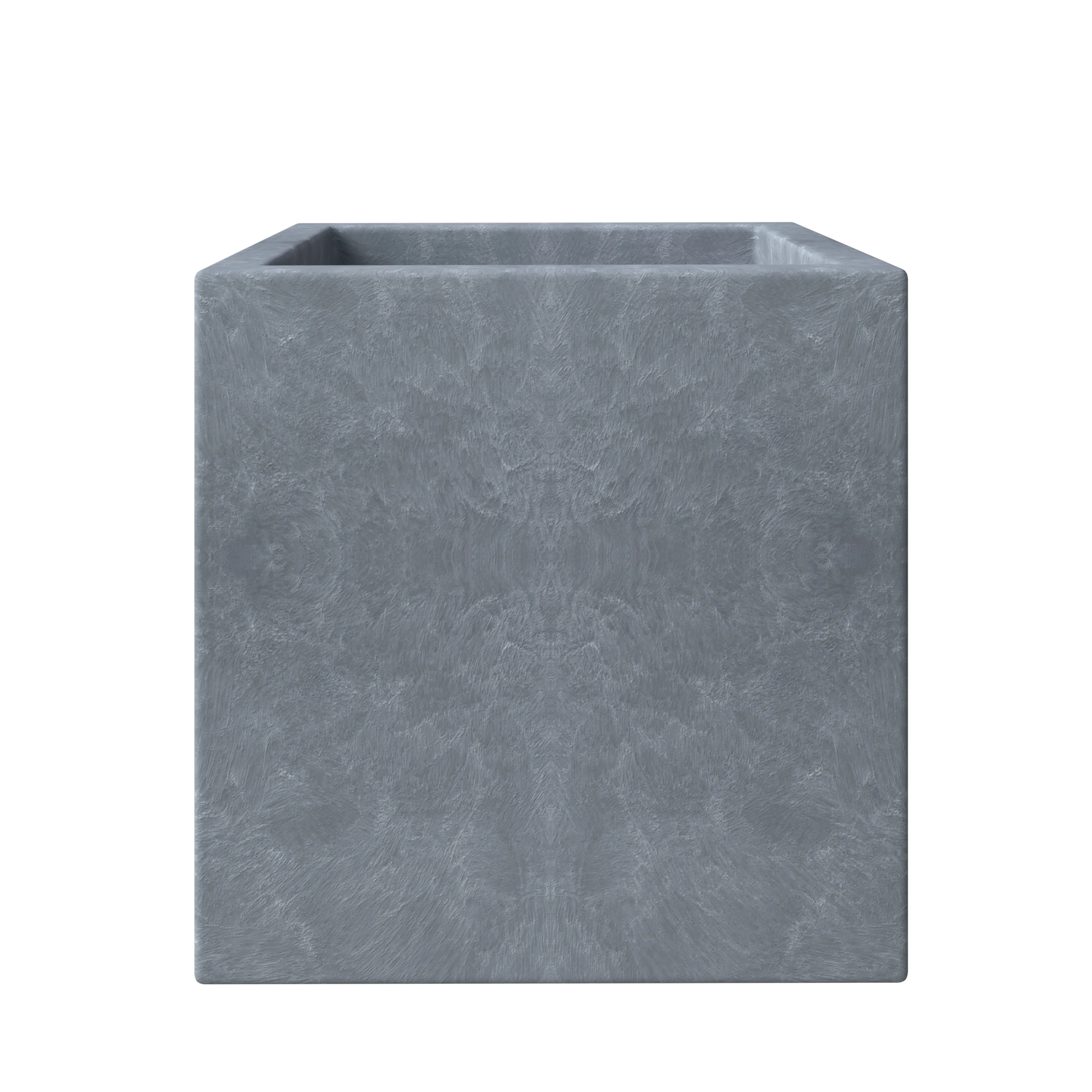 Fern Series Poly Stone Planter 19.7" Cube in Grey