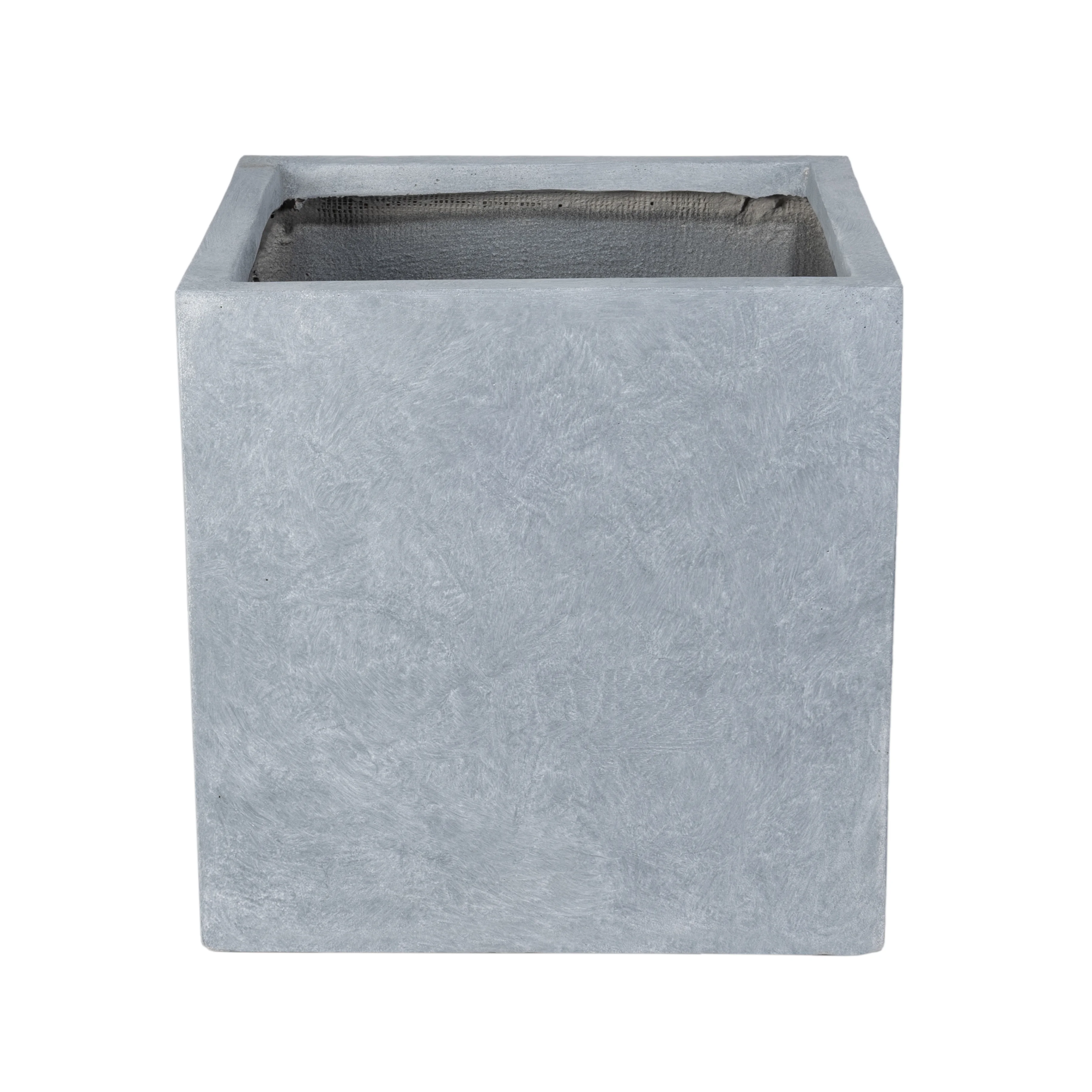 Fern Series Poly Stone Planter 19.7" Cube in Grey