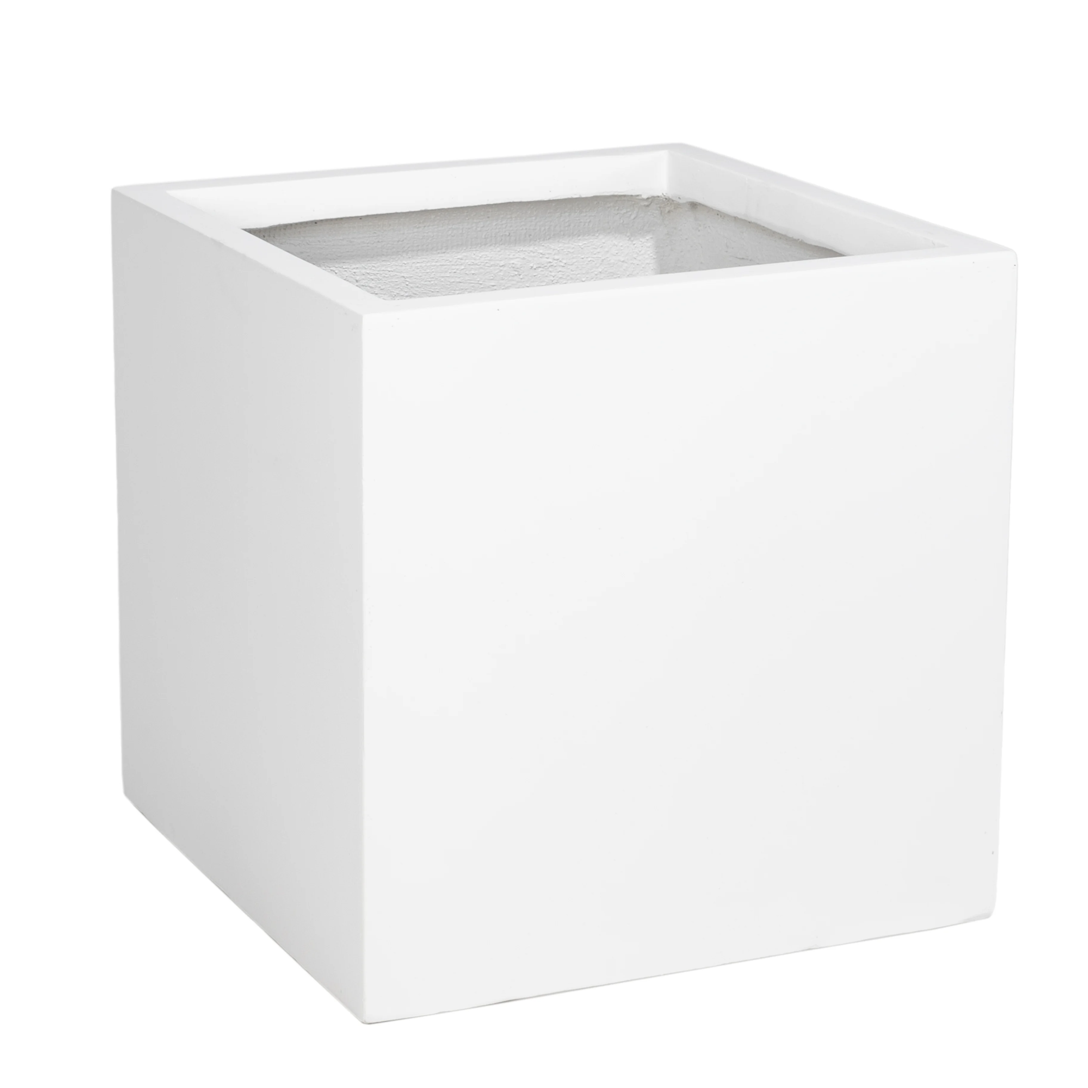 Fern Series Poly Stone Planter 19.7" Cube in White