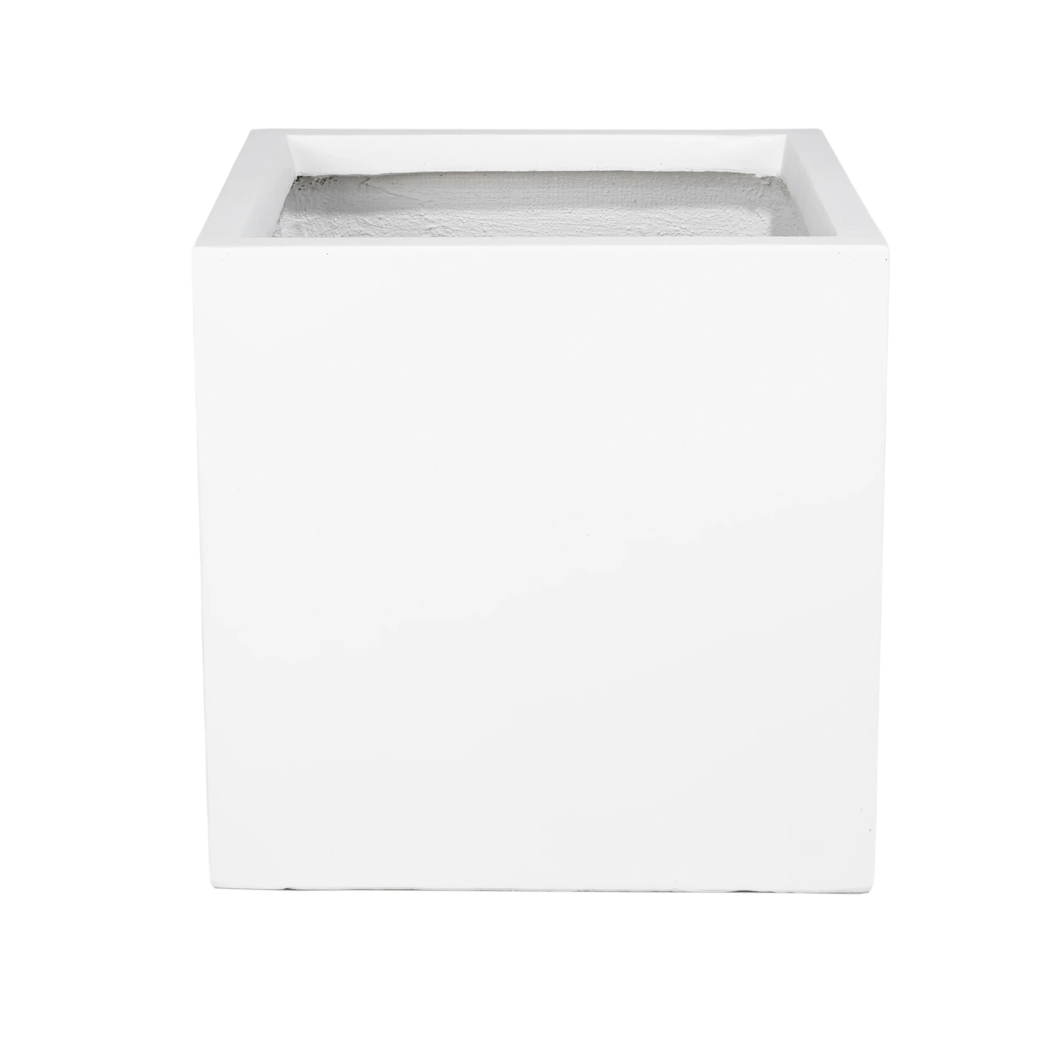 Fern Series Poly Stone Planter 19.7" Cube in White
