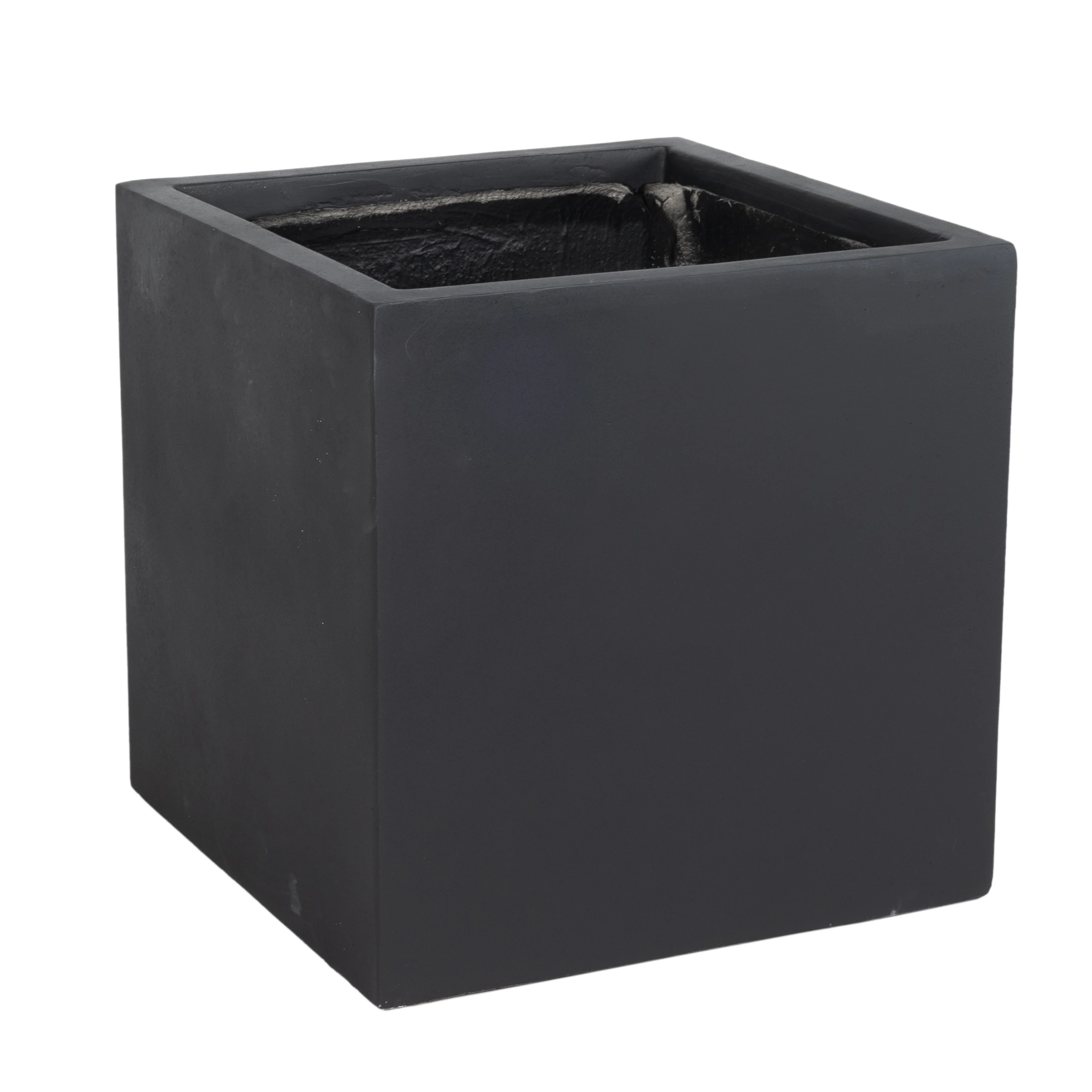 Fern Series Poly Stone Planter 23.6" Cube in Black