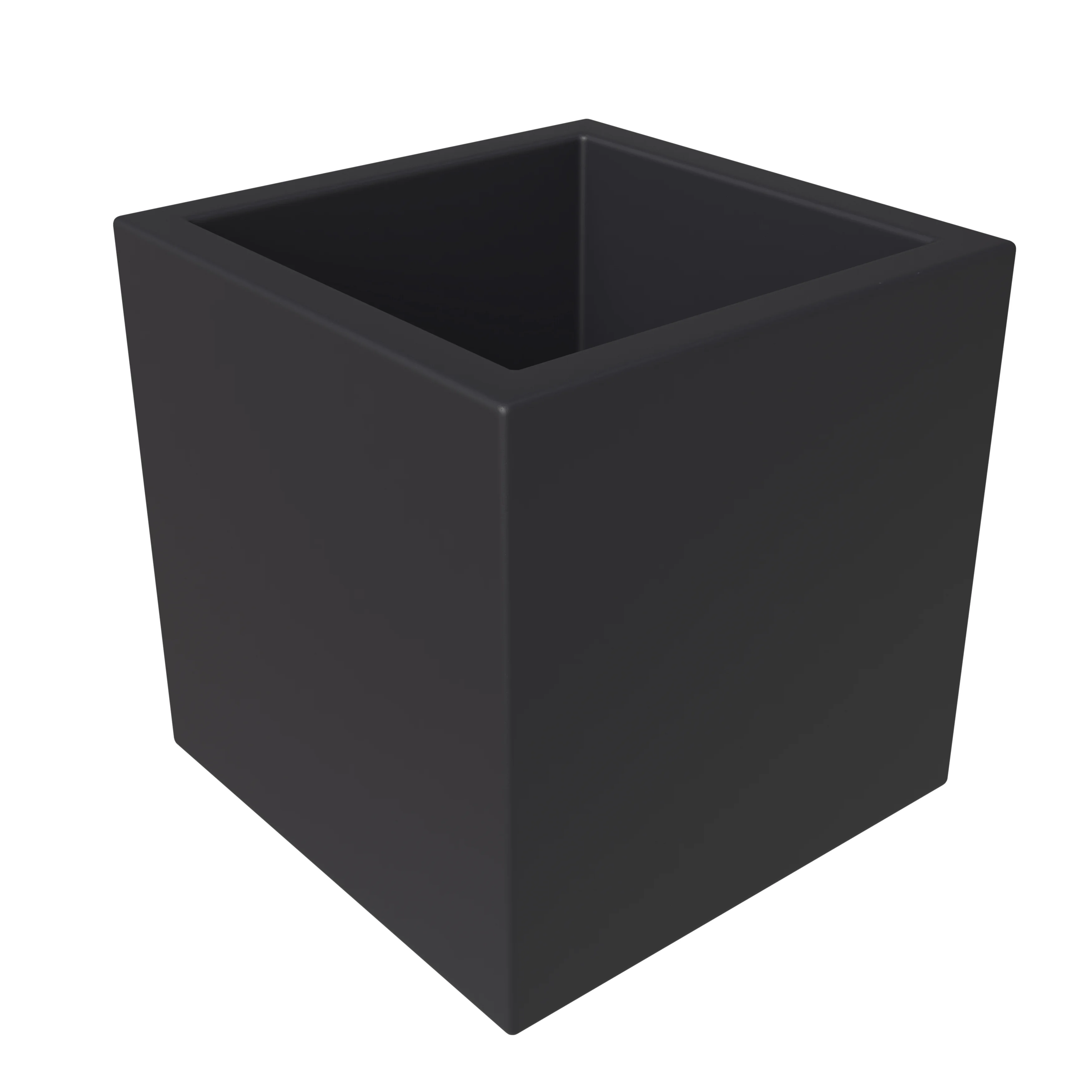 Fern Series Poly Stone Planter 23.6" Cube in Black