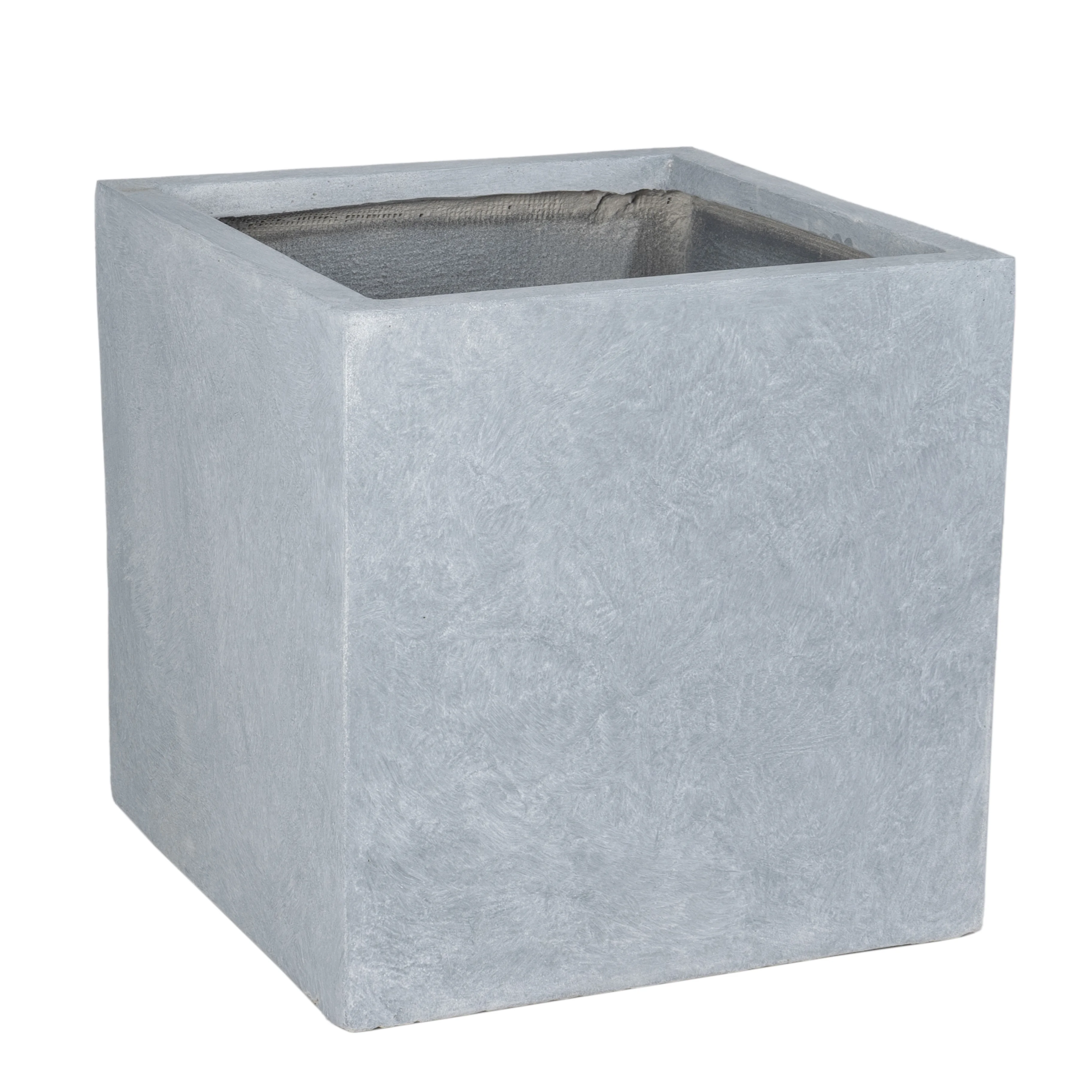 Fern Series Poly Stone Planter 23.6" Cube in Grey