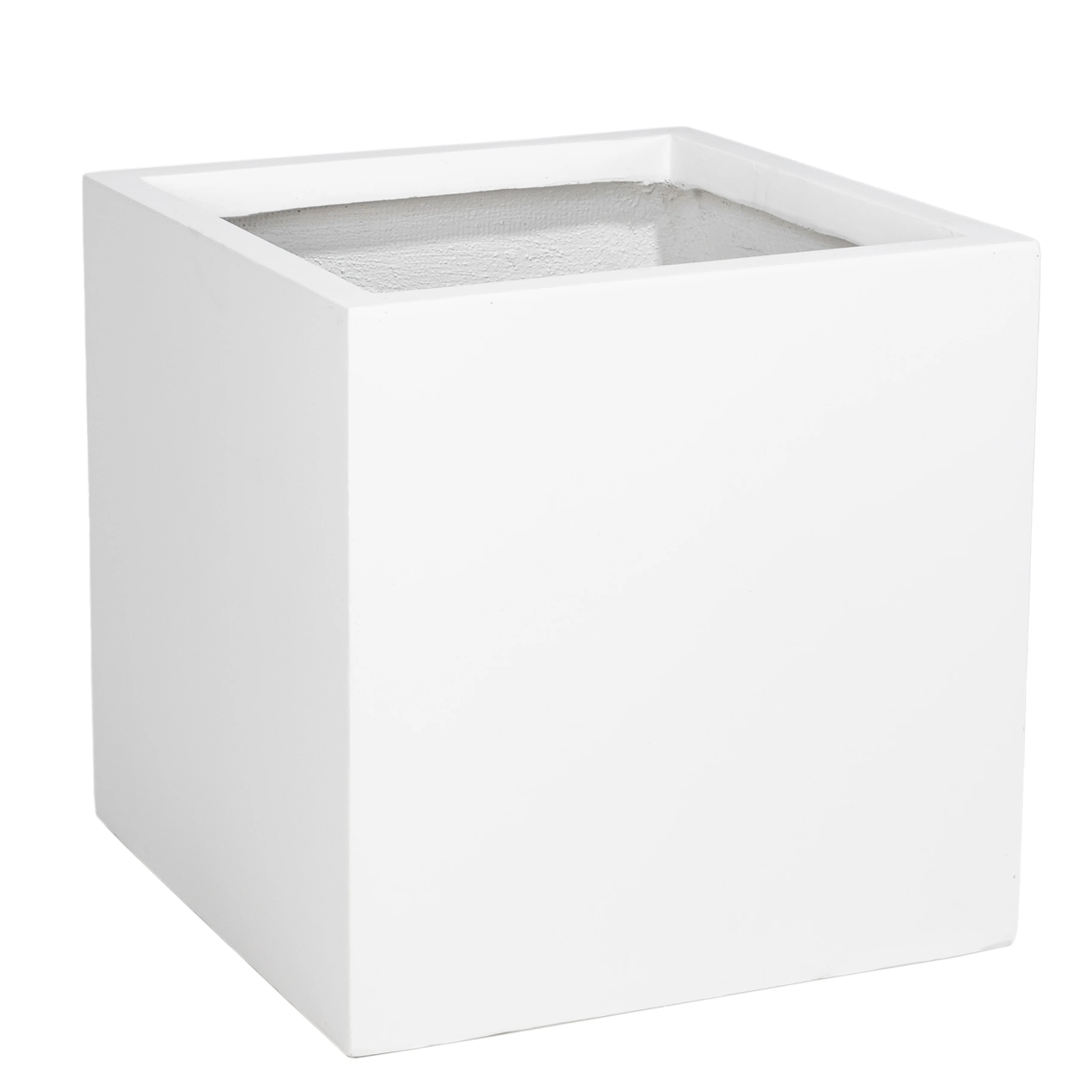 Fern Series Poly Stone Planter 23.6" Cube in White