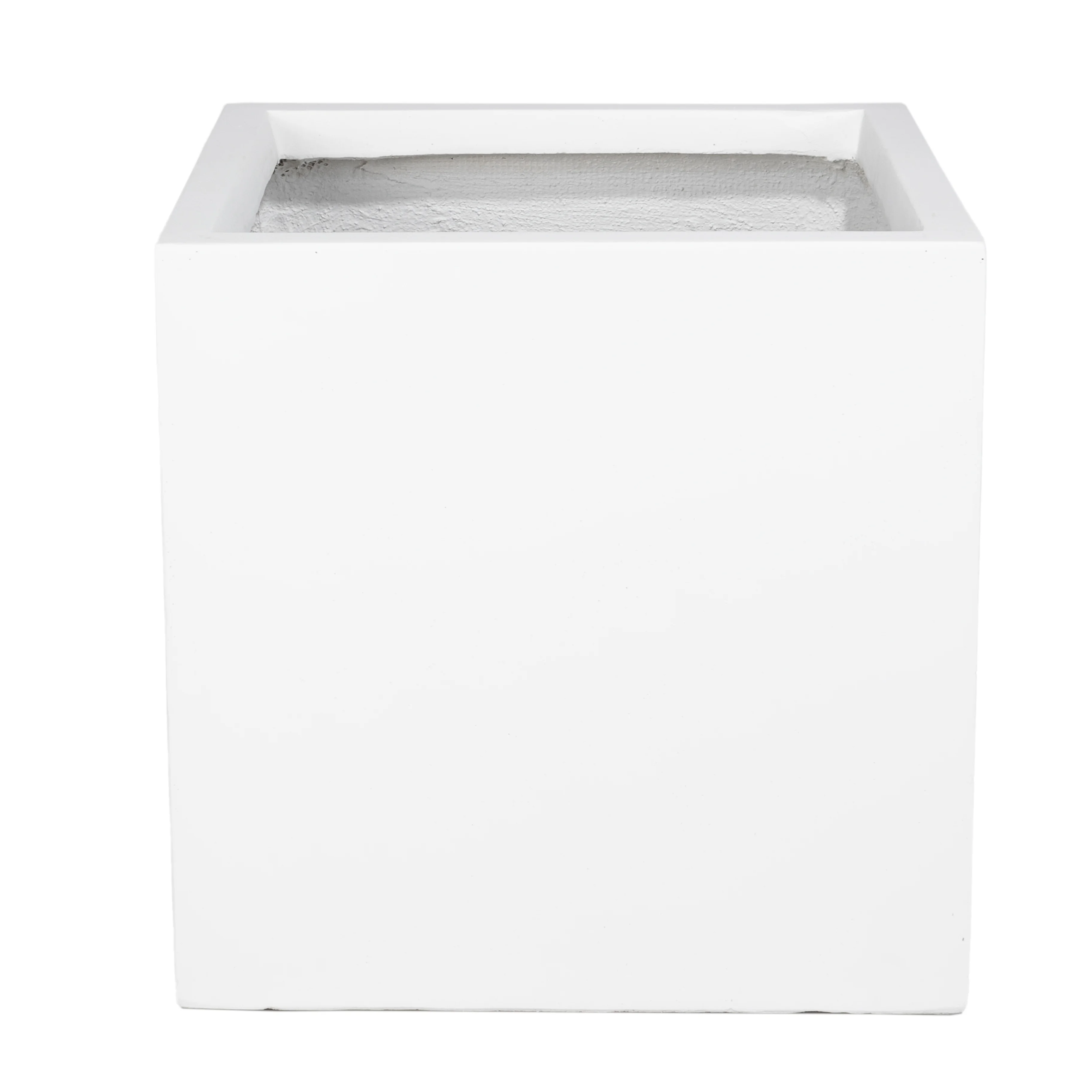 Fern Series Poly Stone Planter 23.6" Cube in White