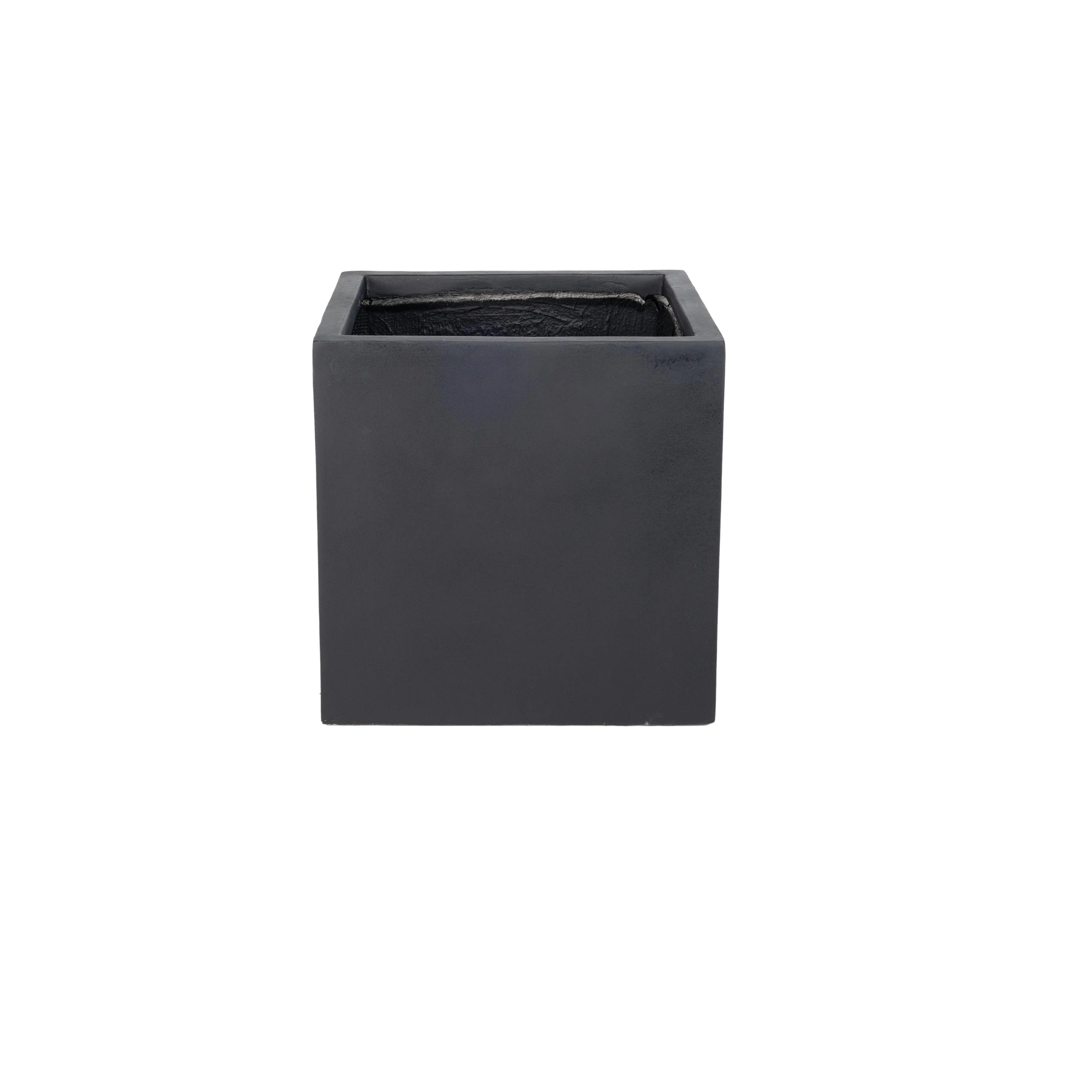 Fern Series Poly Stone Planter 9" Cube in Black