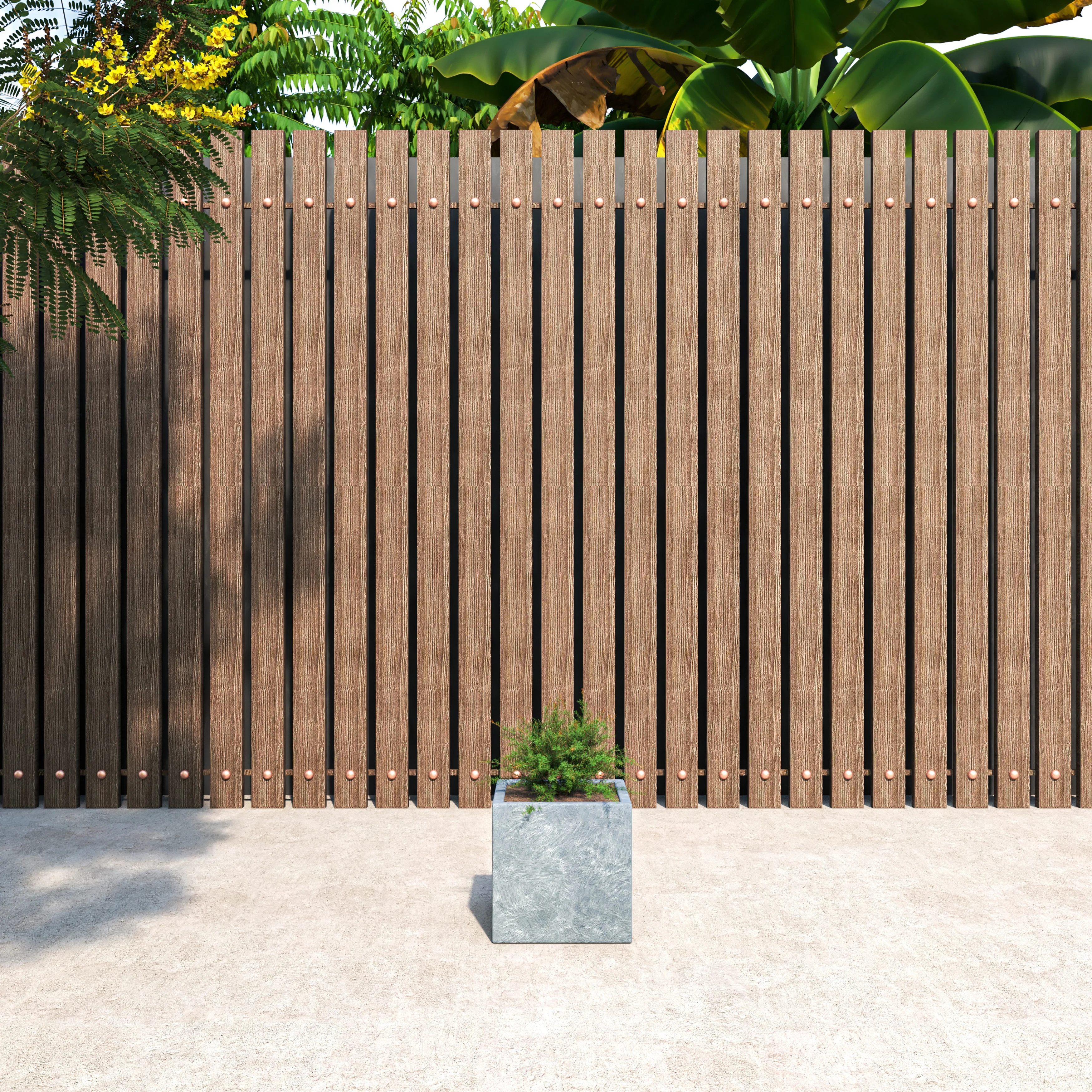 Fern Series Poly Stone Planter 9" Cube in Grey