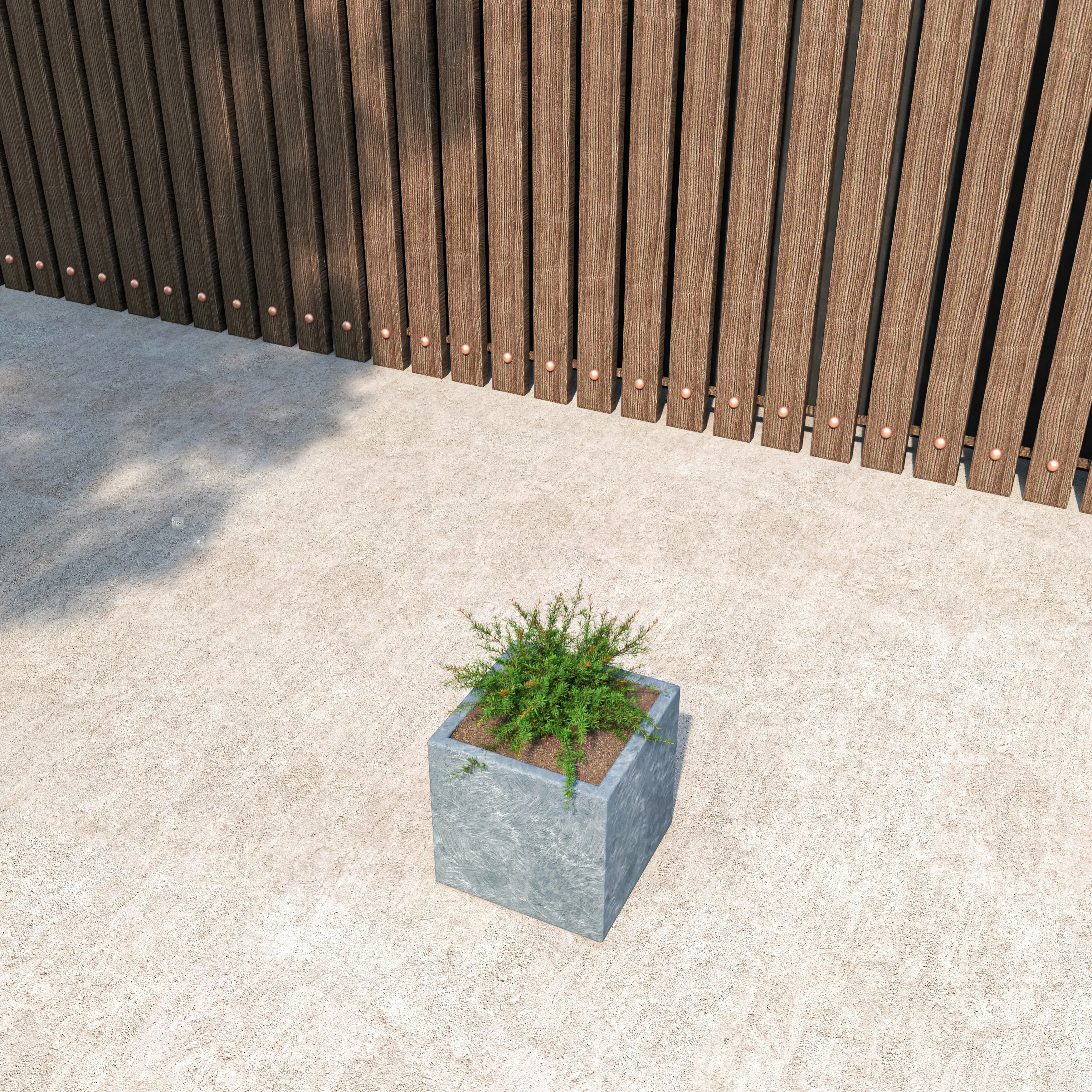 Fern Series Poly Stone Planter 9" Cube in Grey