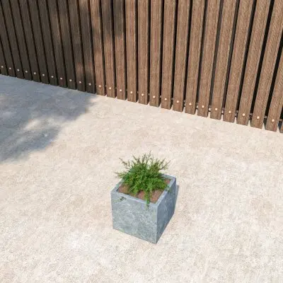 Fern Series Poly Stone Planter 9" Cube in Grey