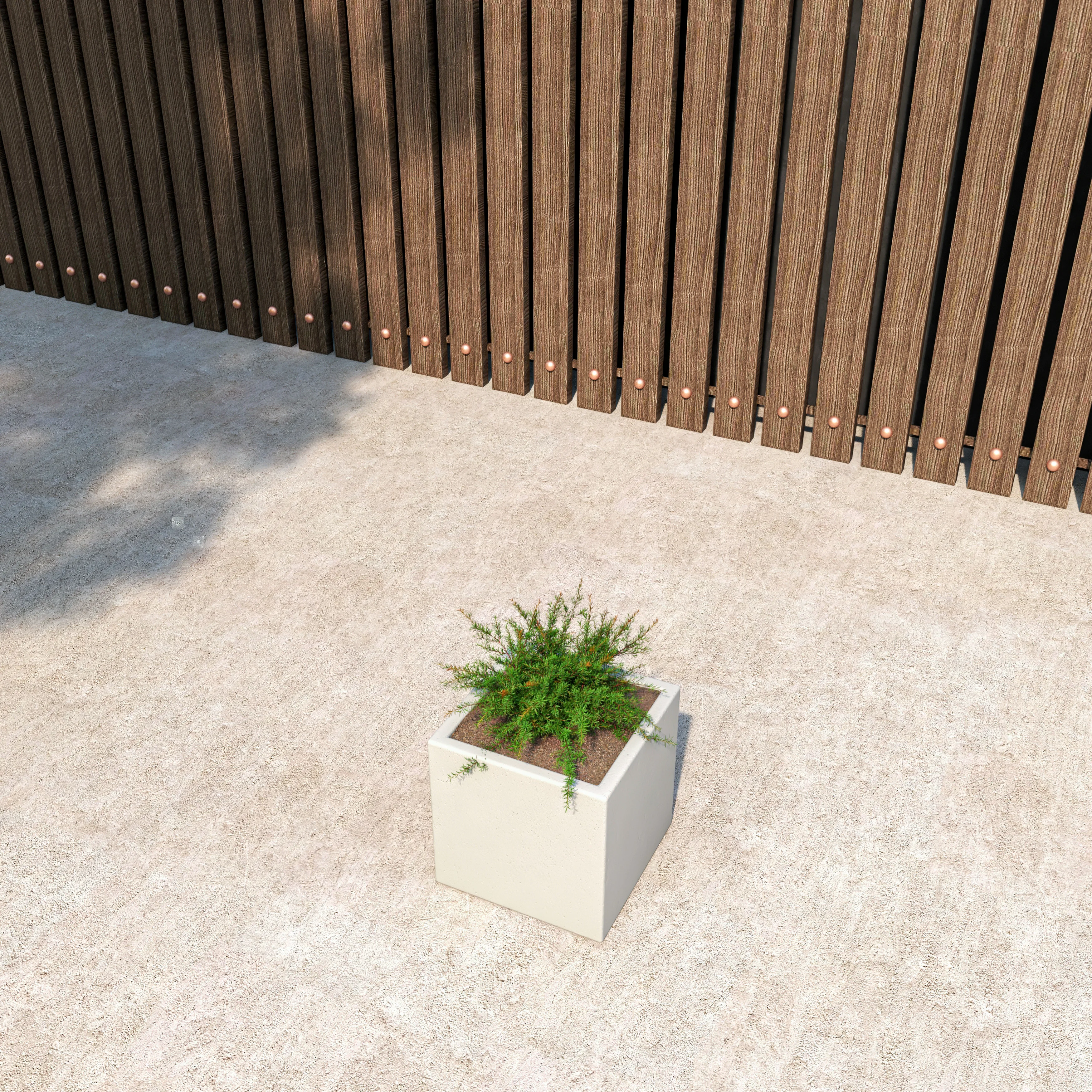 Fern Series Poly Stone Planter 9" Cube in White