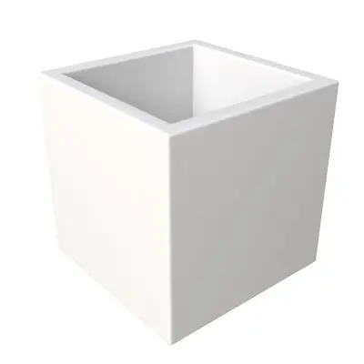 Fern Series Poly Stone Planter 9" Cube in White
