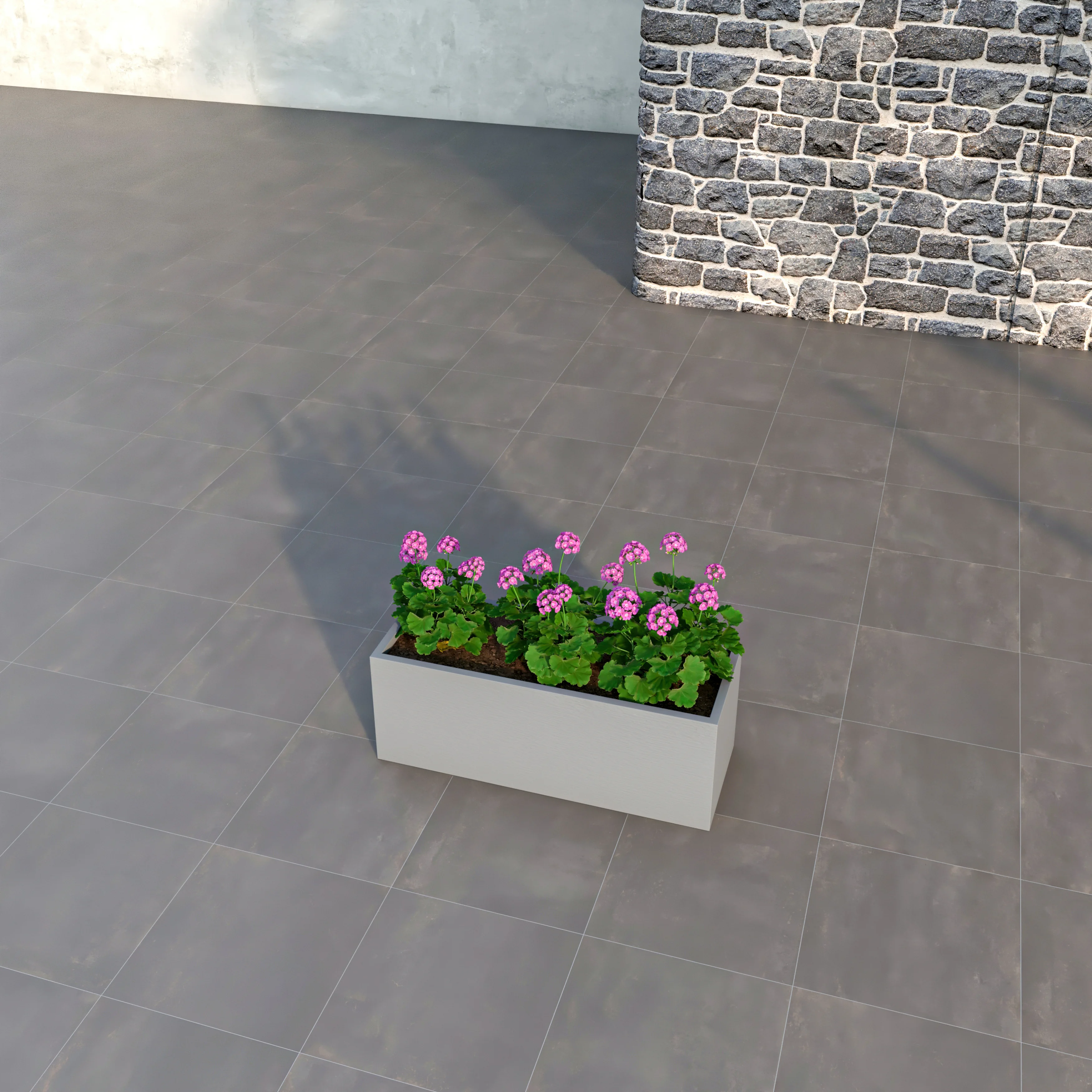 Flora Series Rectangle Poly Stone Planter in Grey 12 x 12, 31.5 Long
