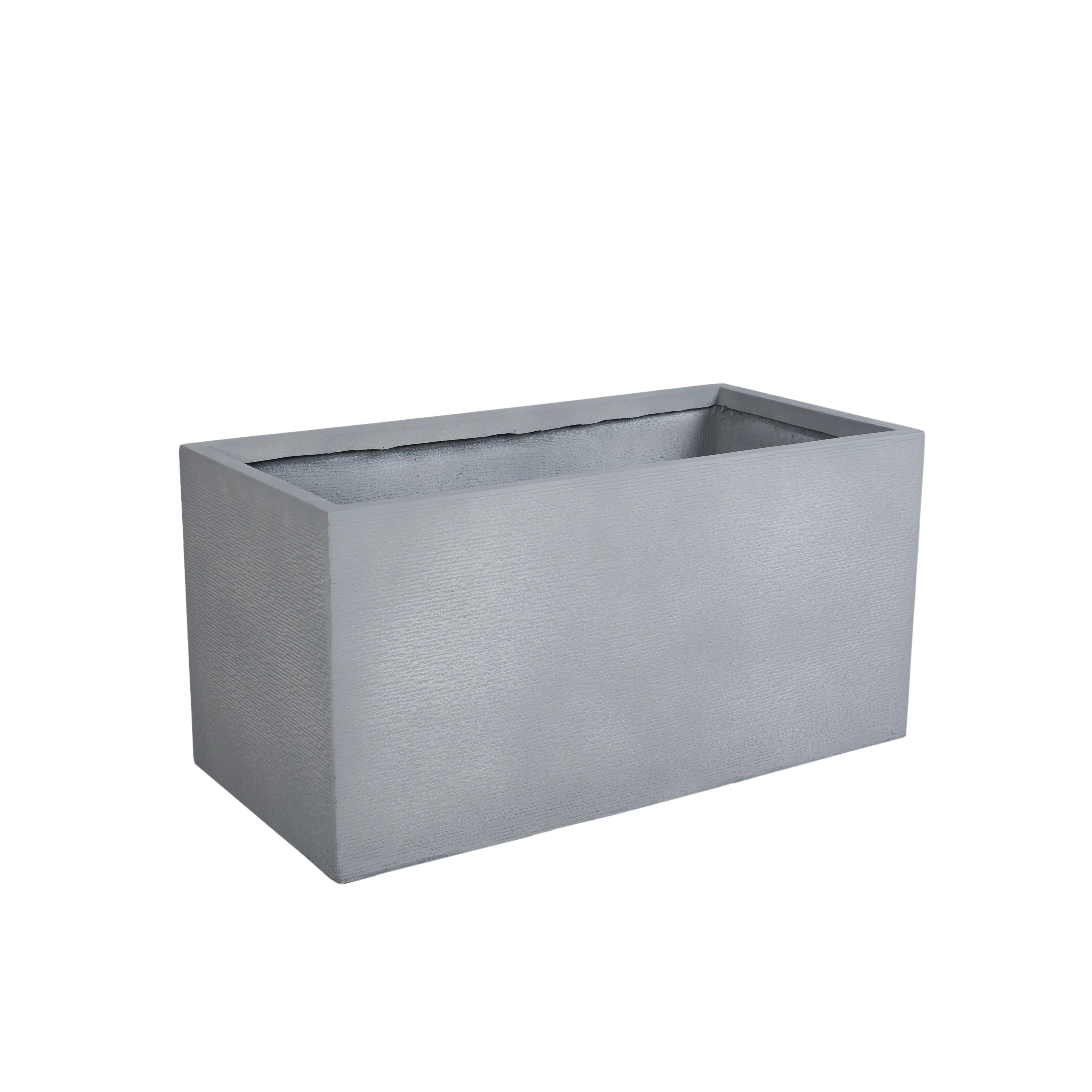 Flora Series Rectangle Poly Stone Planter in Grey 15.7 x 15.7, 35.4 Long