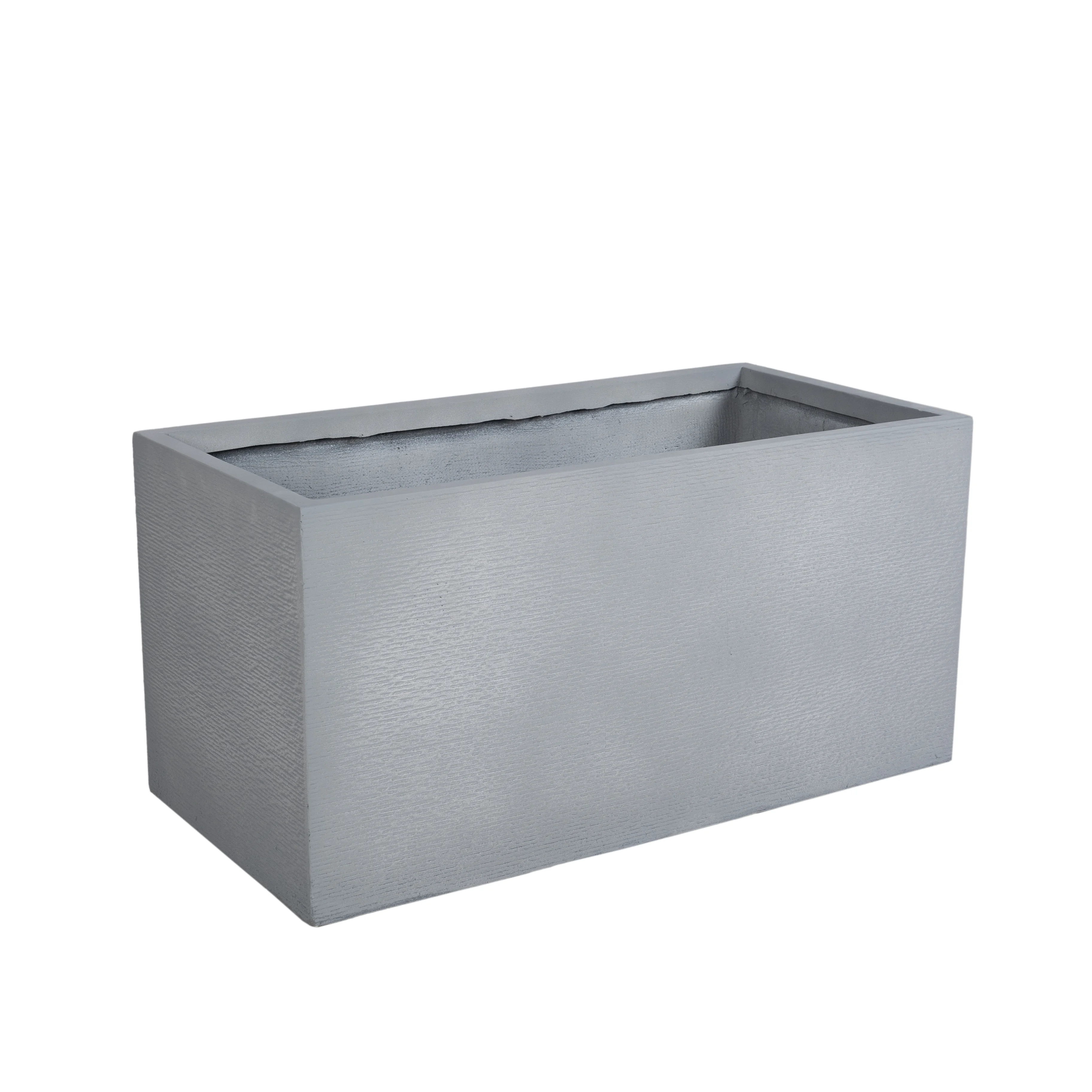 Flora Series Rectangle Poly Stone Planter in Grey 19.7 x 19.7, 39.4 Long