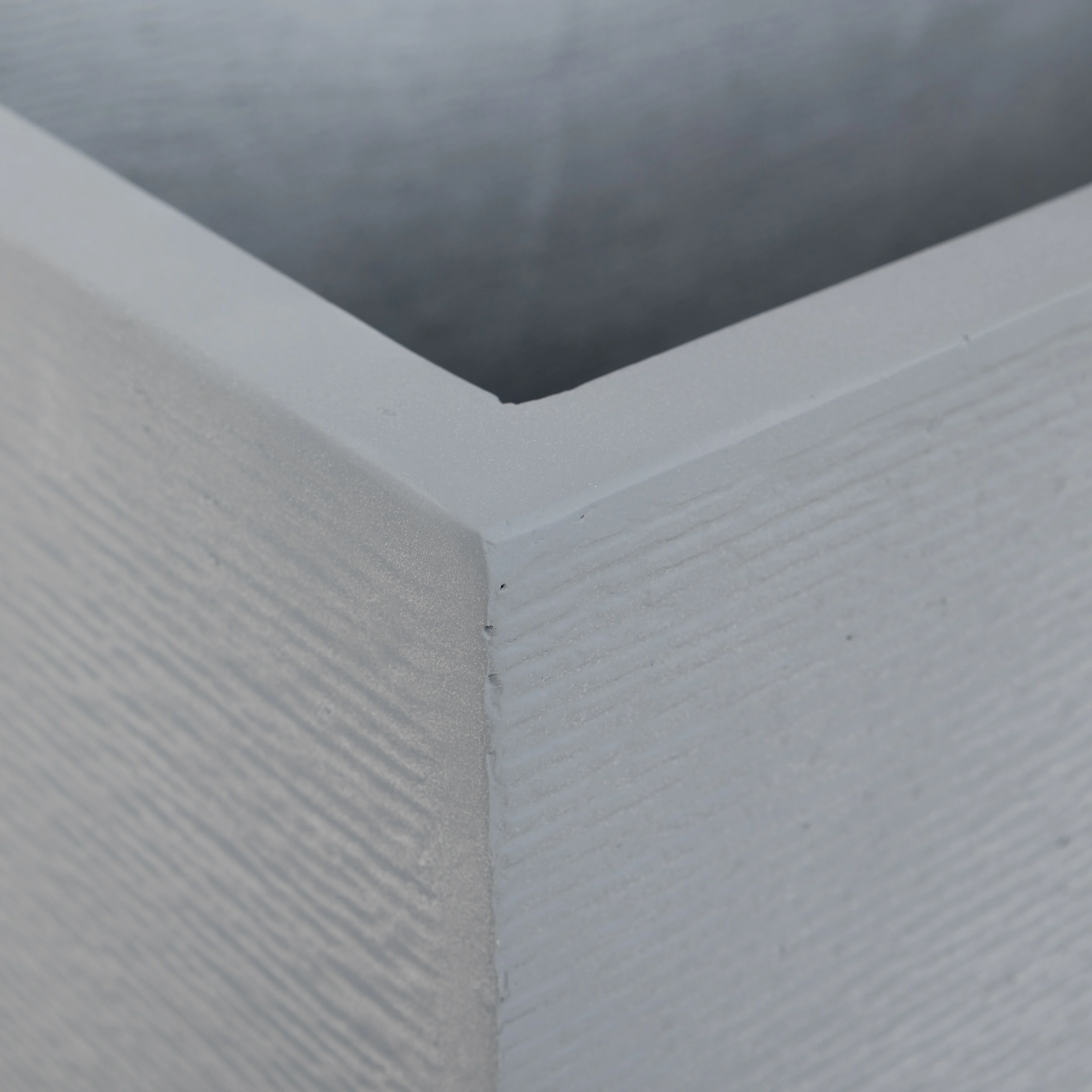 Flora Series Rectangle Poly Stone Planter in Grey 19.7 x 19.7, 39.4 Long