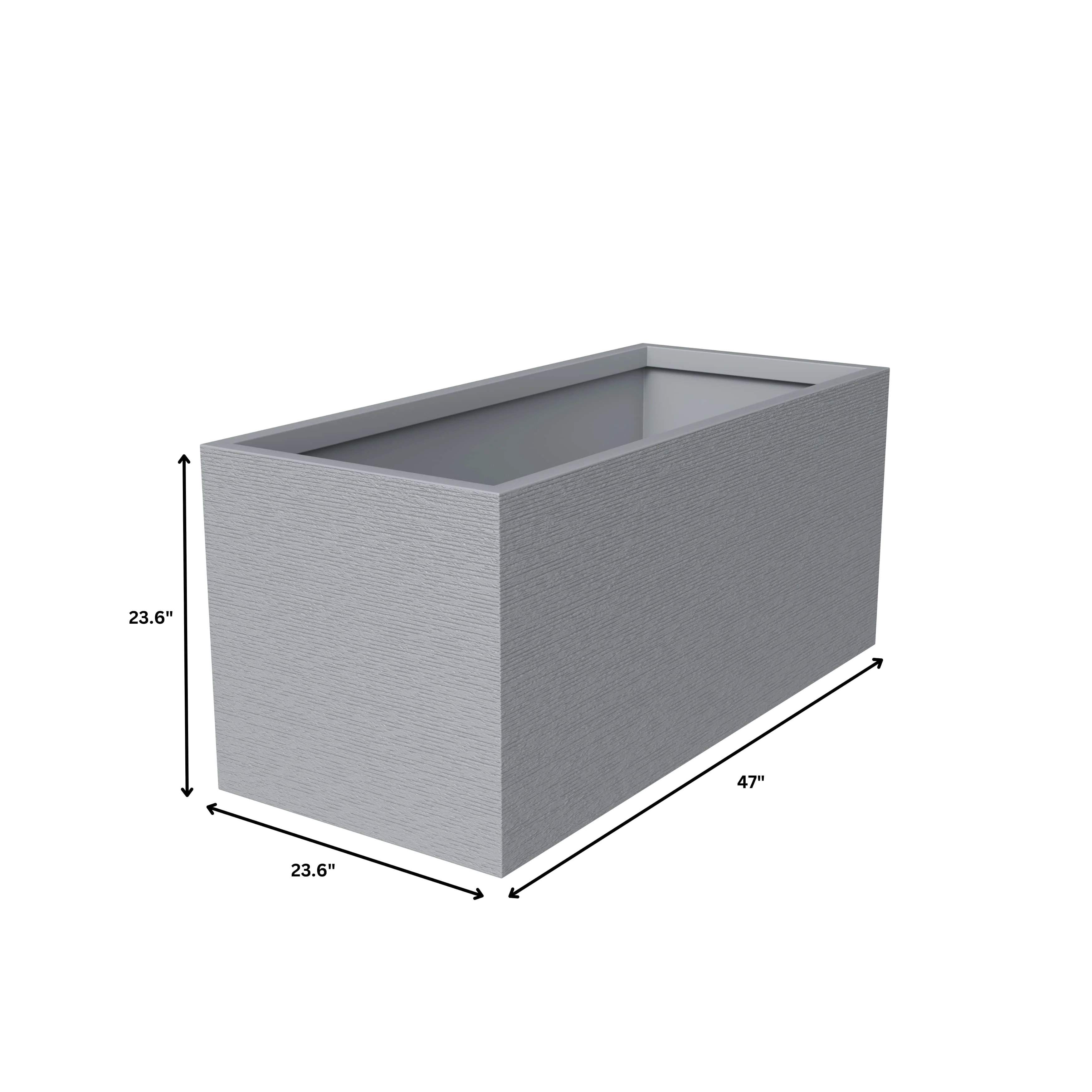 Flora Series Rectangle Poly Stone Planter in Grey 23.6 x 23.6, 47.2 Long