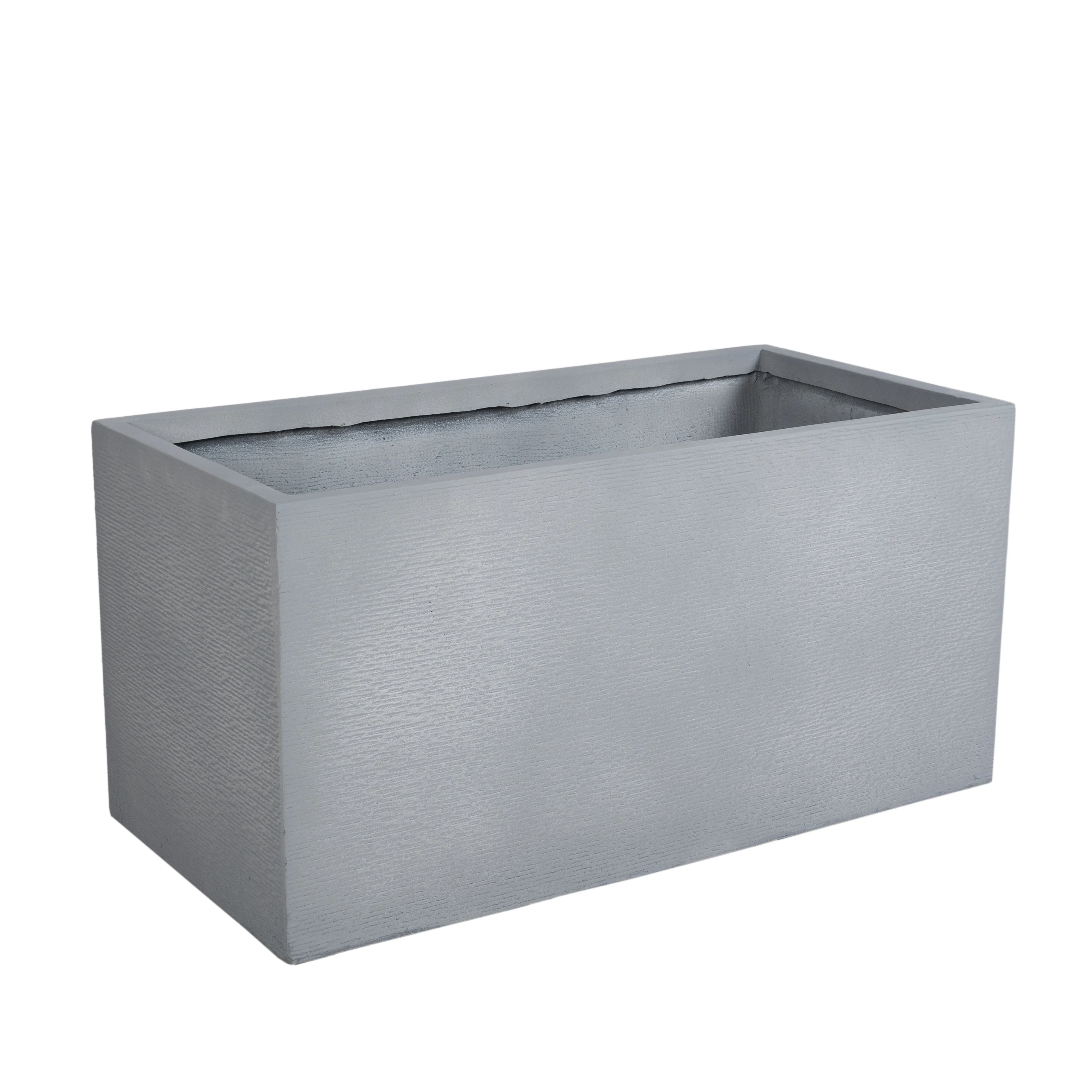 Flora Series Rectangle Poly Stone Planter in Grey 23.6 x 23.6, 47.2 Long