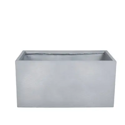 Flora Series Rectangle Poly Stone Planter in Grey 23.6 x 23.6, 47.2 Long