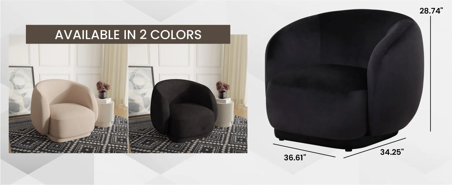 Faze Collection Modern Single Seater Sofa in Black Velvet