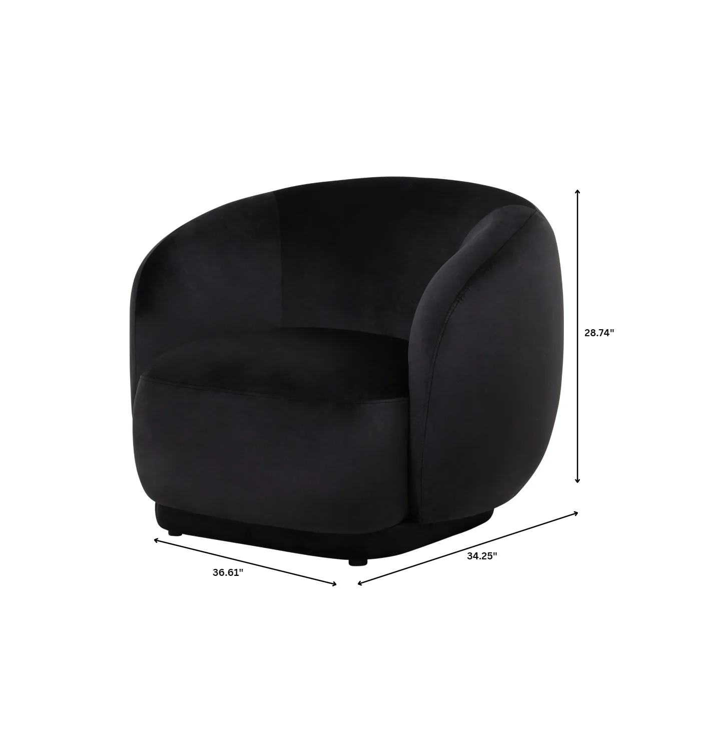 Faze Collection Modern Single Seater Sofa in Black Velvet
