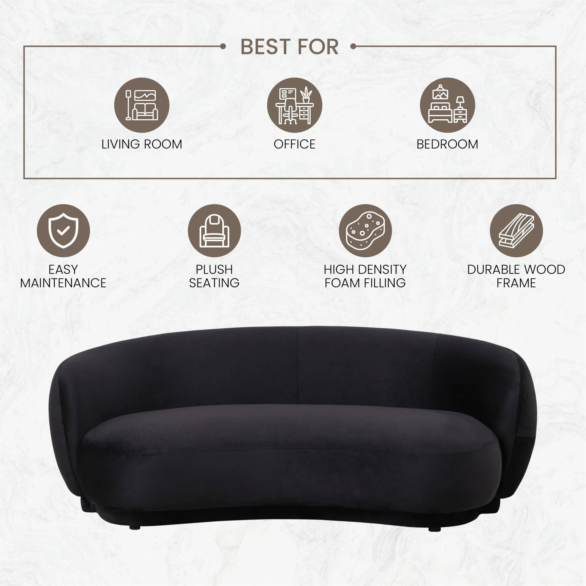Faze 3-Seater Wide Couch Sofa Upholstered in Velvet