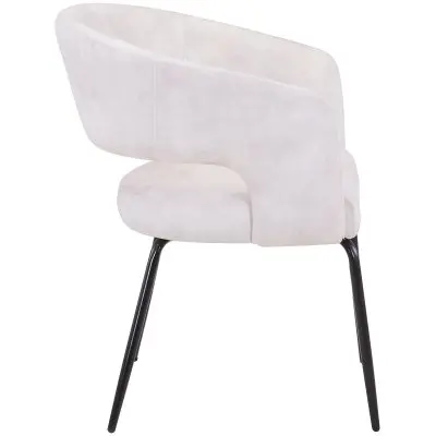 Verve 5-Piece Dining Set with 36" Round Dining Table in Black MDF Top and 4 Dining Chairs in Beige Velvet