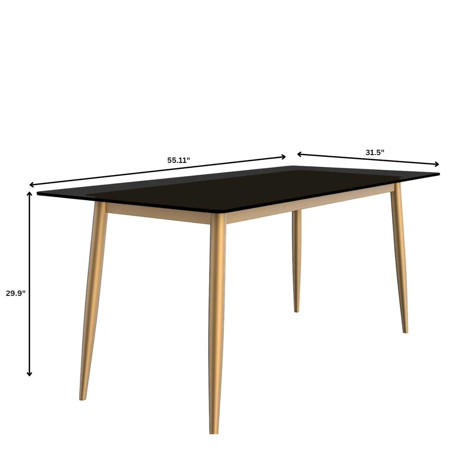 7-Piece Dining Set with Rectangular Glass Dining Table Gold Base and 6 Velvet Dining Chairs with Iron Base