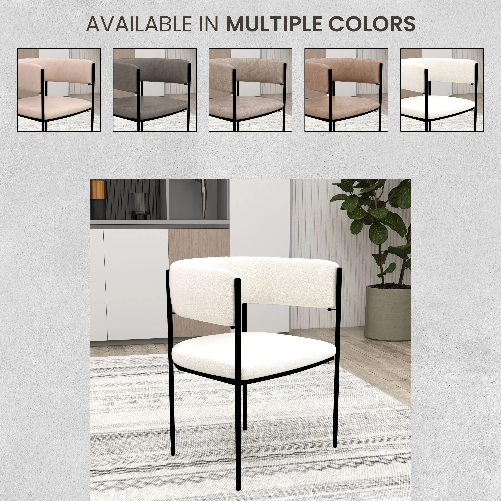 Gavin Series Modern Chair Black Frame in Charcoal Set of 4