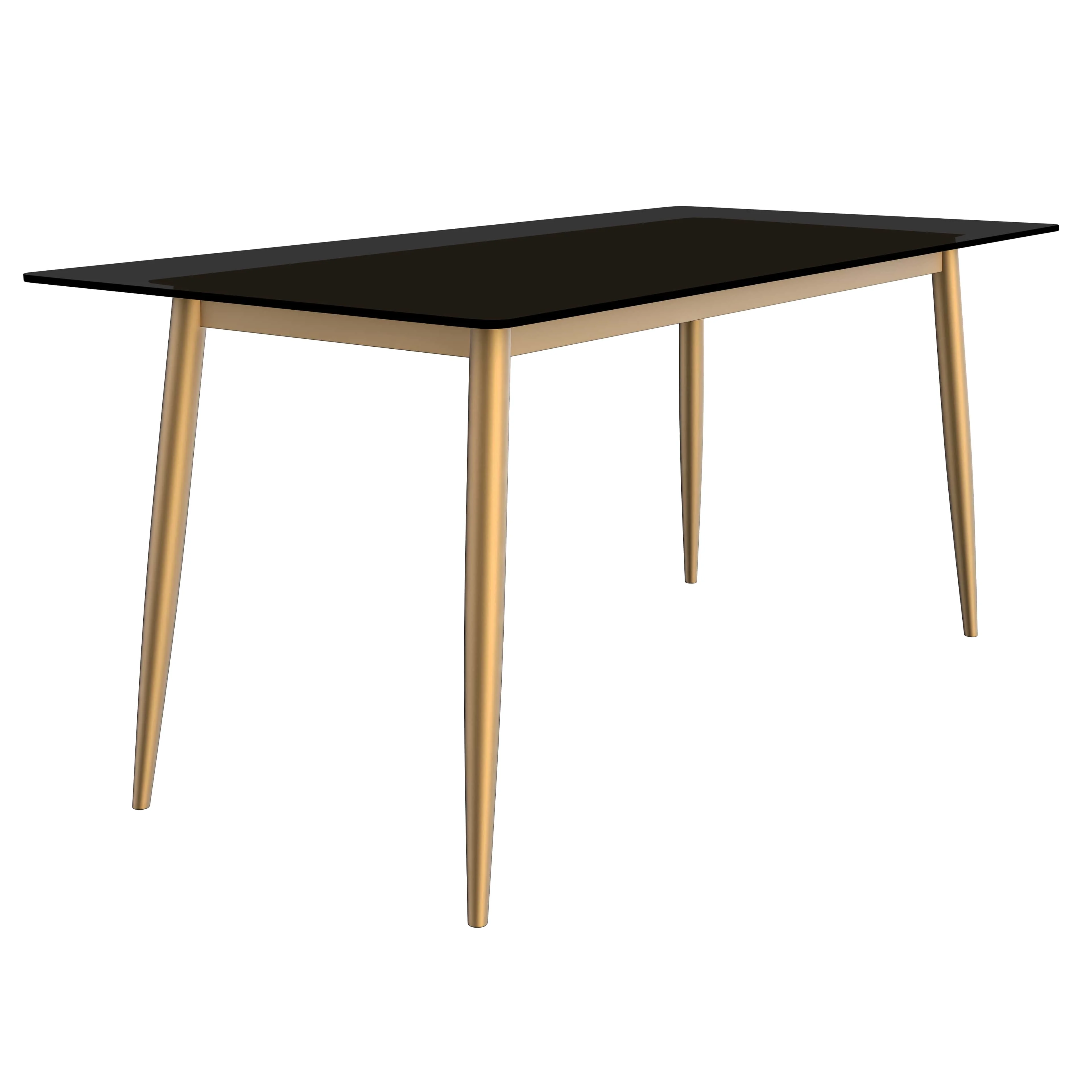 7-Piece Dining Set with Rectangular Glass Dining Table Gold Base and 6 Velvet Dining Chairs with Iron Base