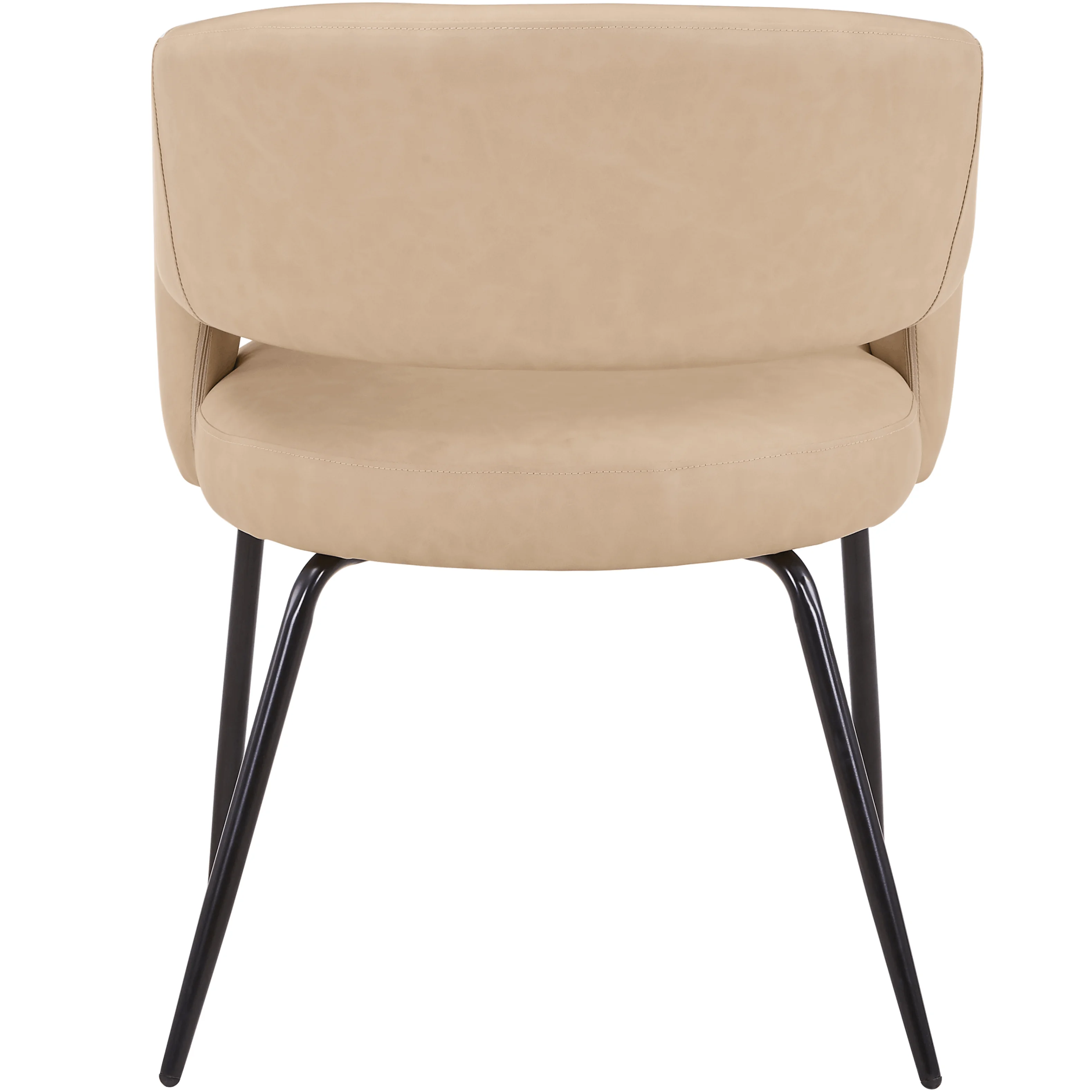 Verve 5-Piece Dining Set with 36" Round Dining Table in Black MDF Top and 4 Dining Chairs in Light Taupe Leather