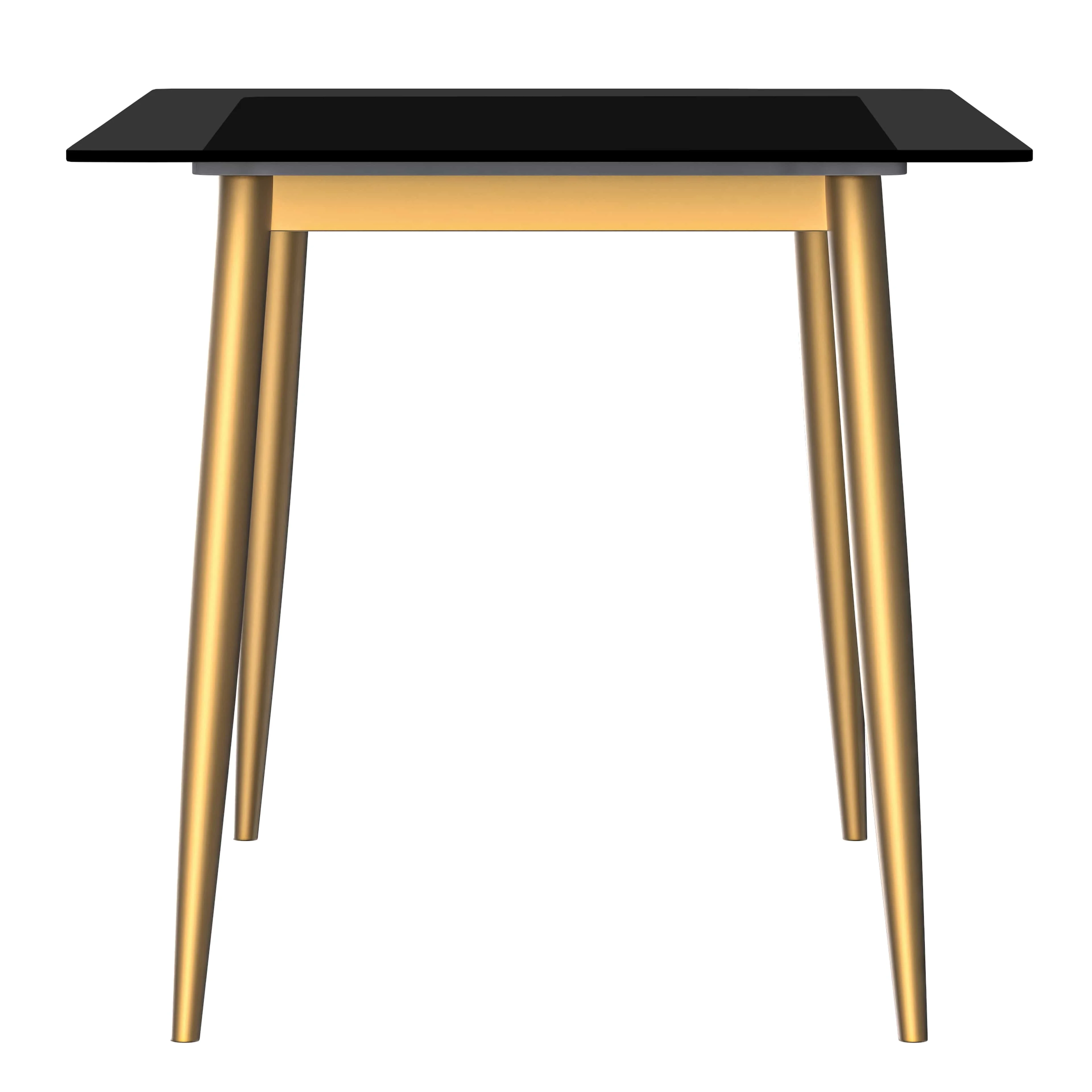 7-Piece Dining Set with Rectangular Glass Dining Table Gold Base and 6 Leather Dining Chairs with Iron Base