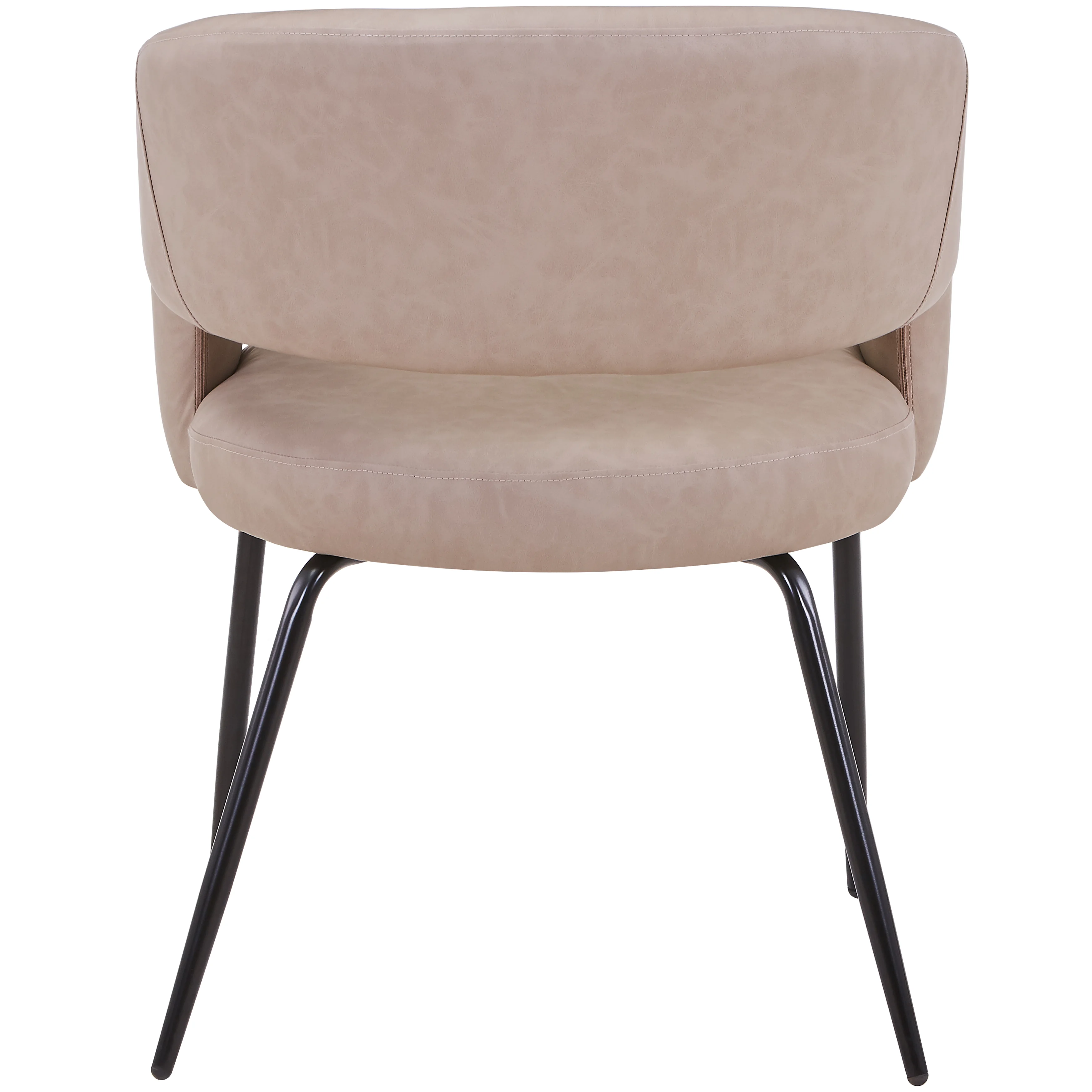 Verve 5-Piece Dining Set with 36" Round Dining Table in Black MDF Top and 4 Dining Chairs in Taupe Leather